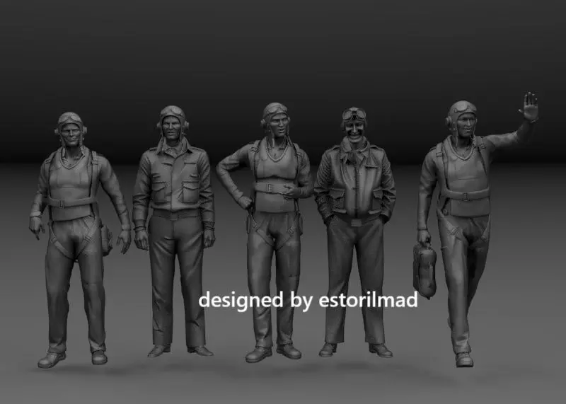 WW2 PACK 5 AMERICAN US NAVY PILOT MIDWAY 3D print model_0