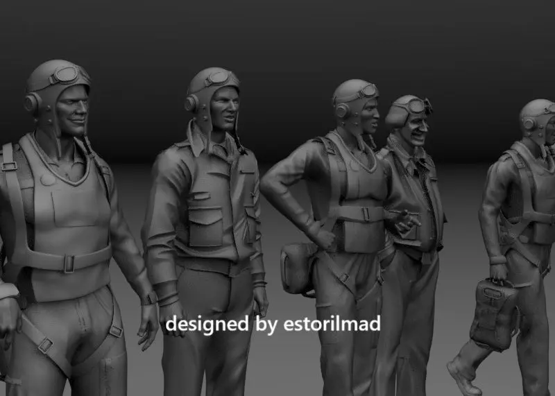 WW2 PACK 5 AMERICAN US NAVY PILOT MIDWAY 3D print model_2