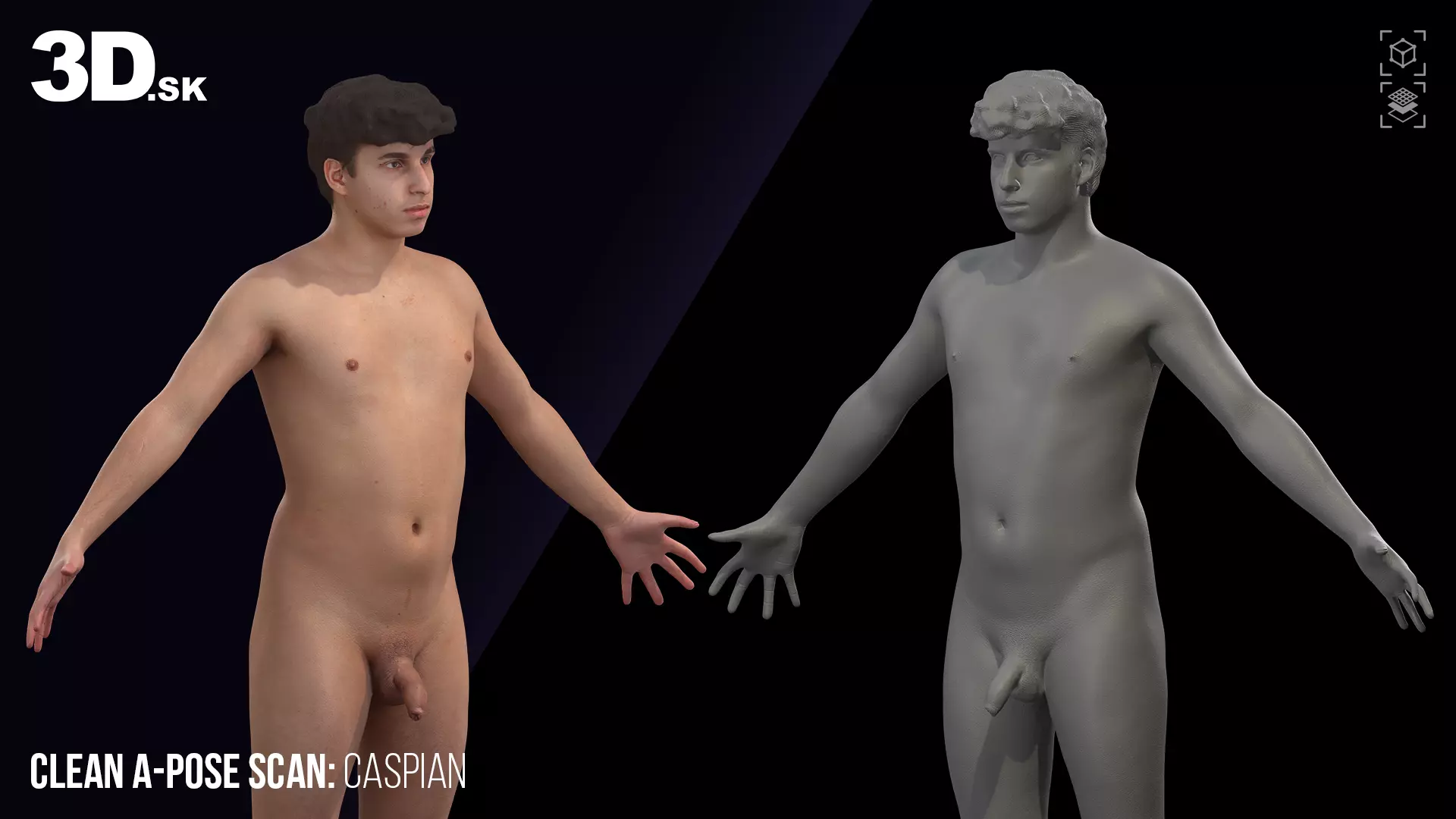 Clean A Pose Scan Caspian Nude 3D model_2