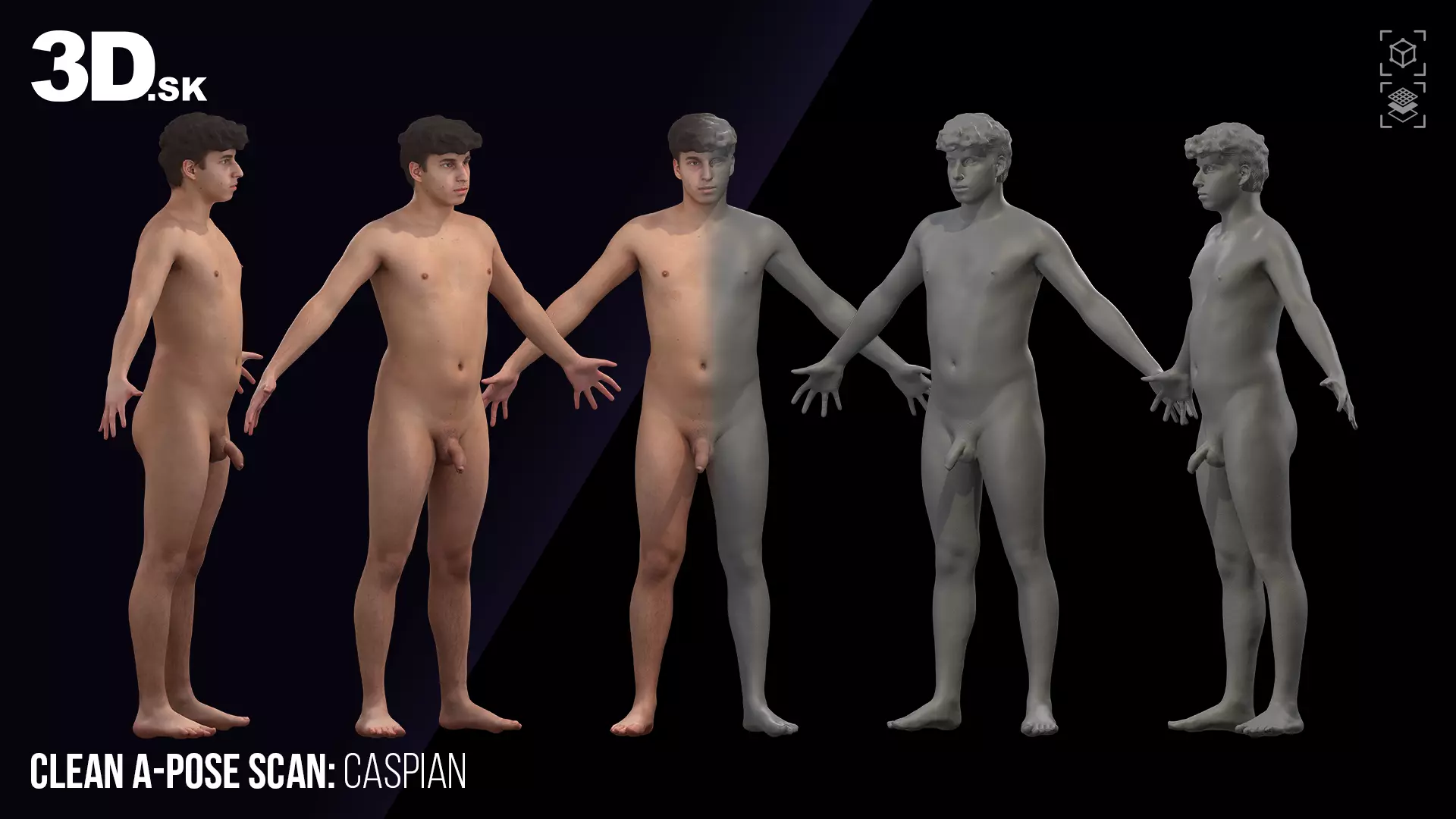 Clean A Pose Scan Caspian Nude 3D model_1