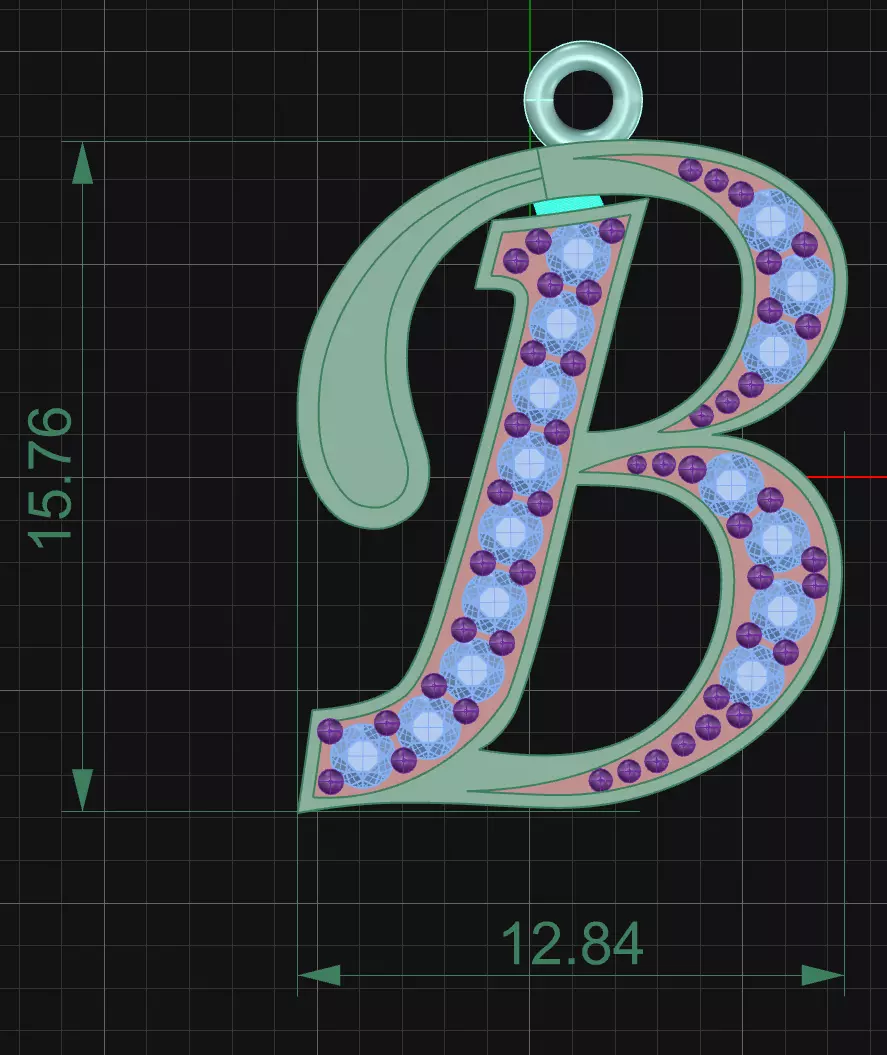 LETTER PENDANT B 3D print model_1