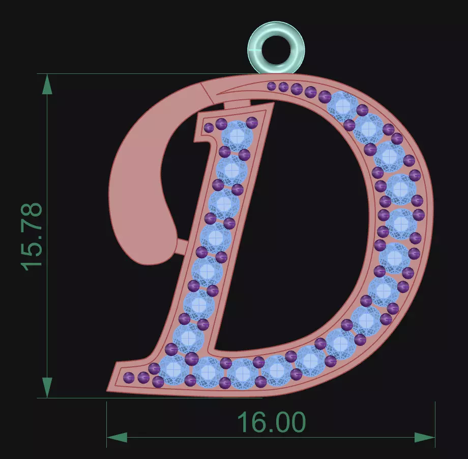 LETTER PENDANT D 3D print model_1