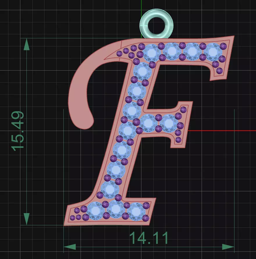 LETTER PENDANT F 3D print model_1