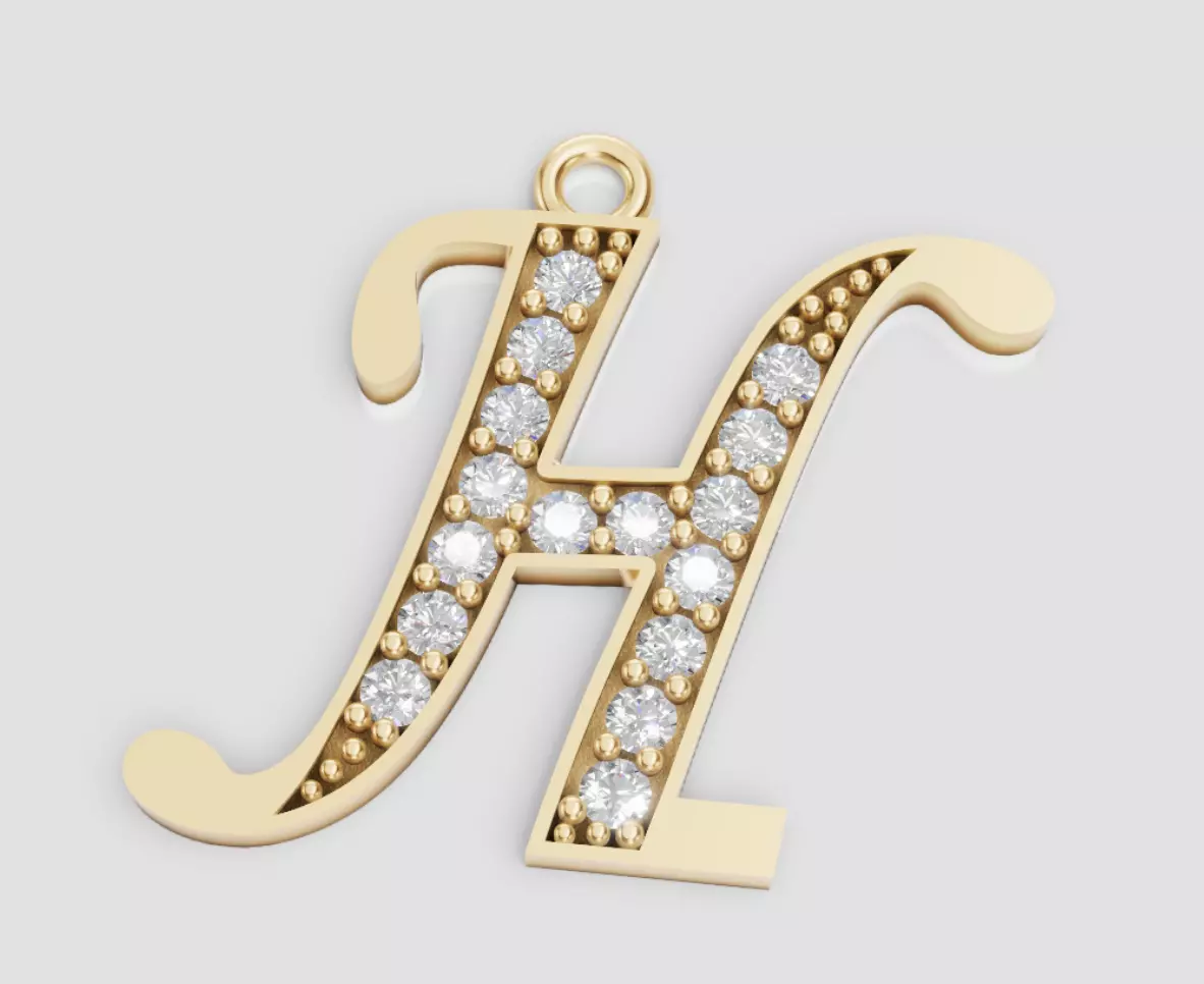 LETTER PENDANT H 3D print model_0