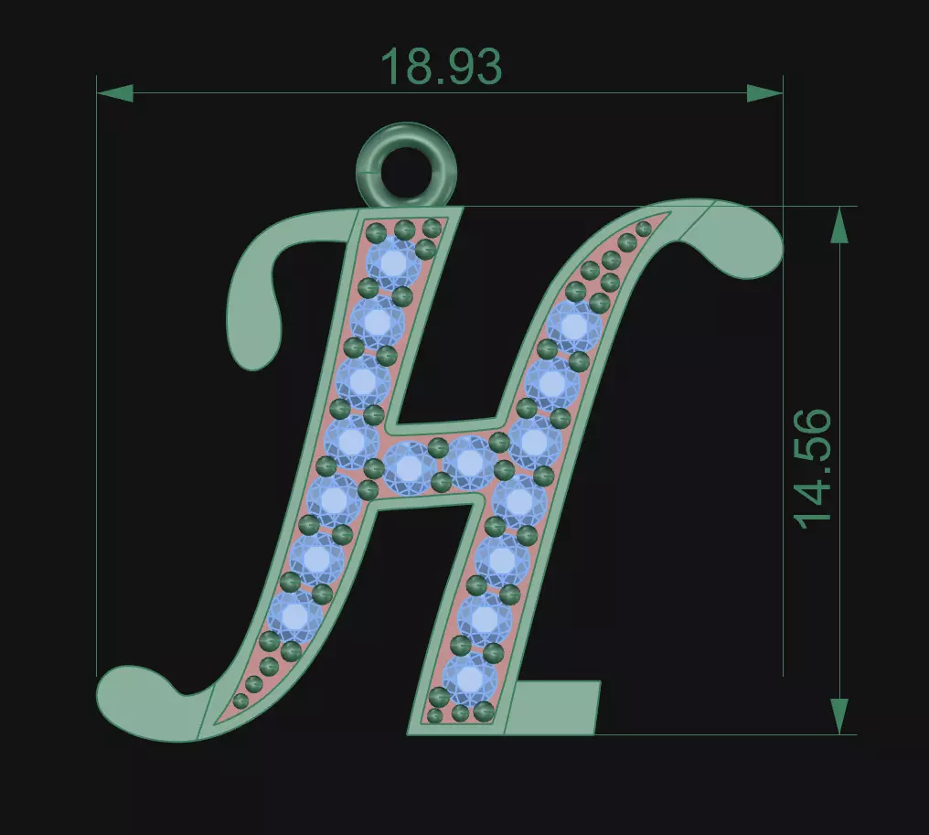 LETTER PENDANT H 3D print model_1