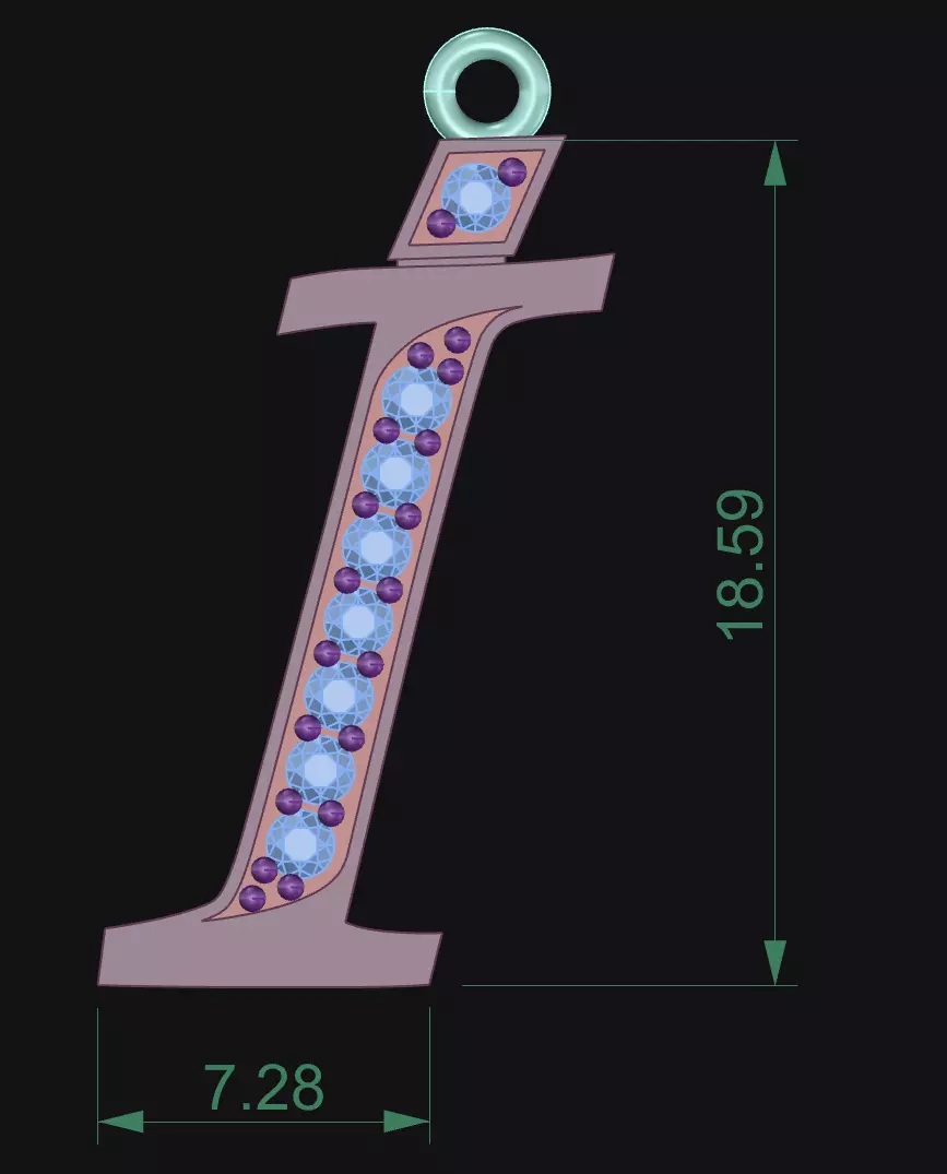 LETTER PENDANT I 3D print model_2