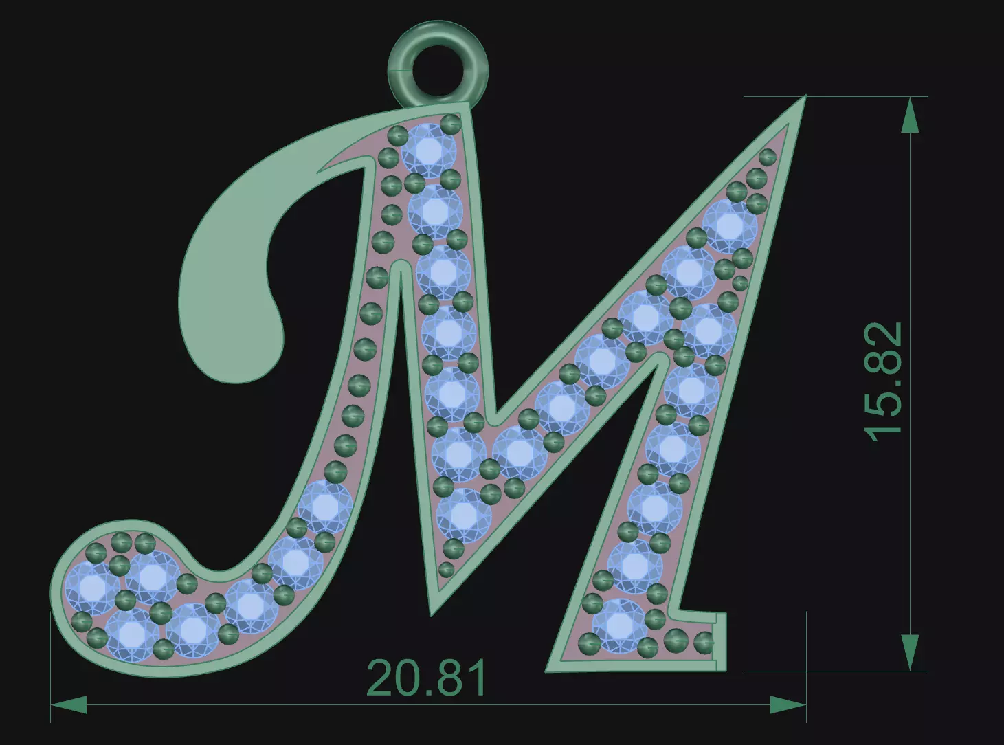 LETTER PENDANT M 3D print model_1