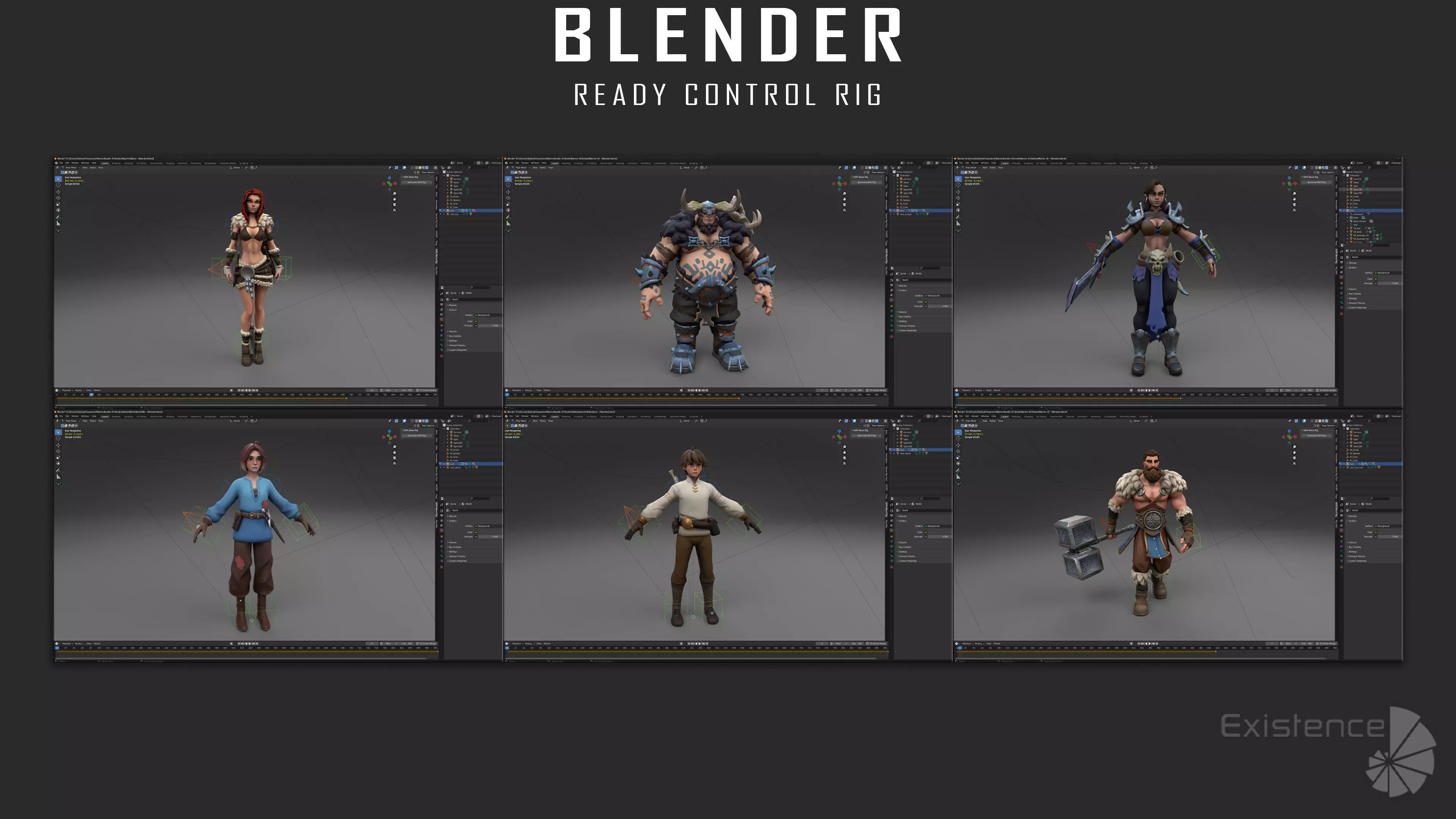 Pack 1 and 4 - Stylized Characters Warriors - 73 Low-poly 3D model_6