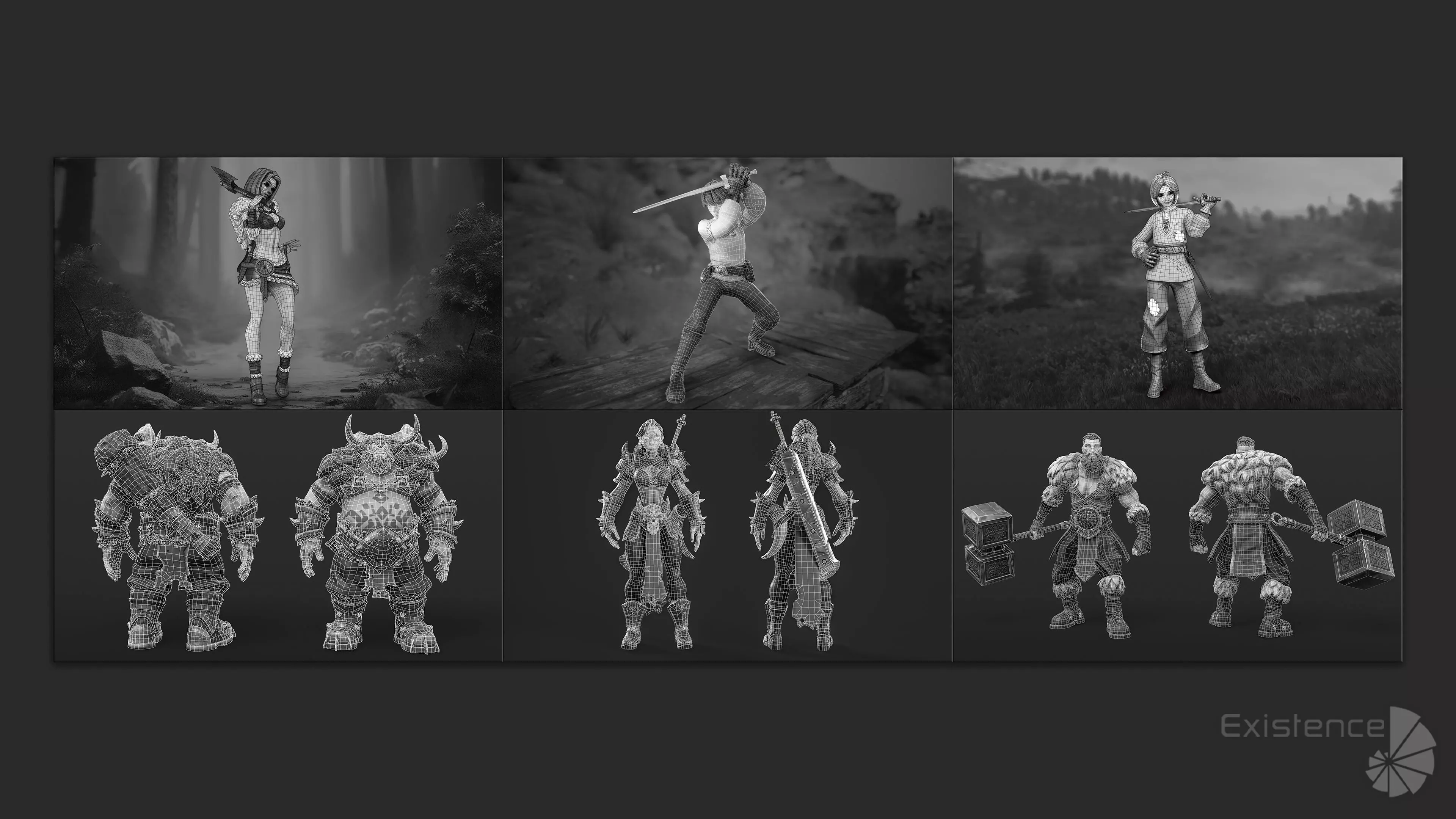 Pack 1 and 4 - Stylized Characters Warriors - 73 Low-poly 3D model_15