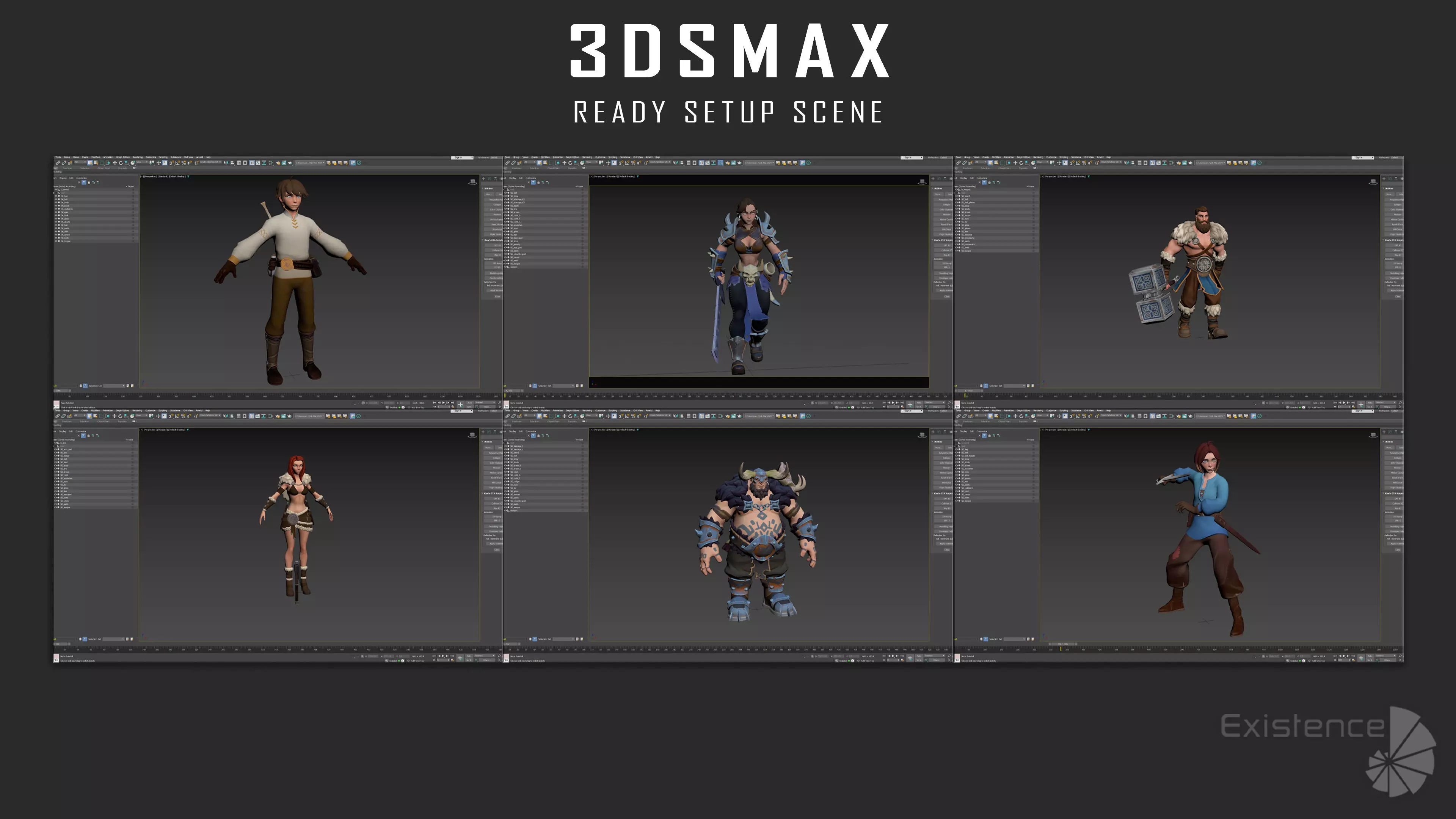 Pack 1 and 4 - Stylized Characters Warriors - 73 Low-poly 3D model_8