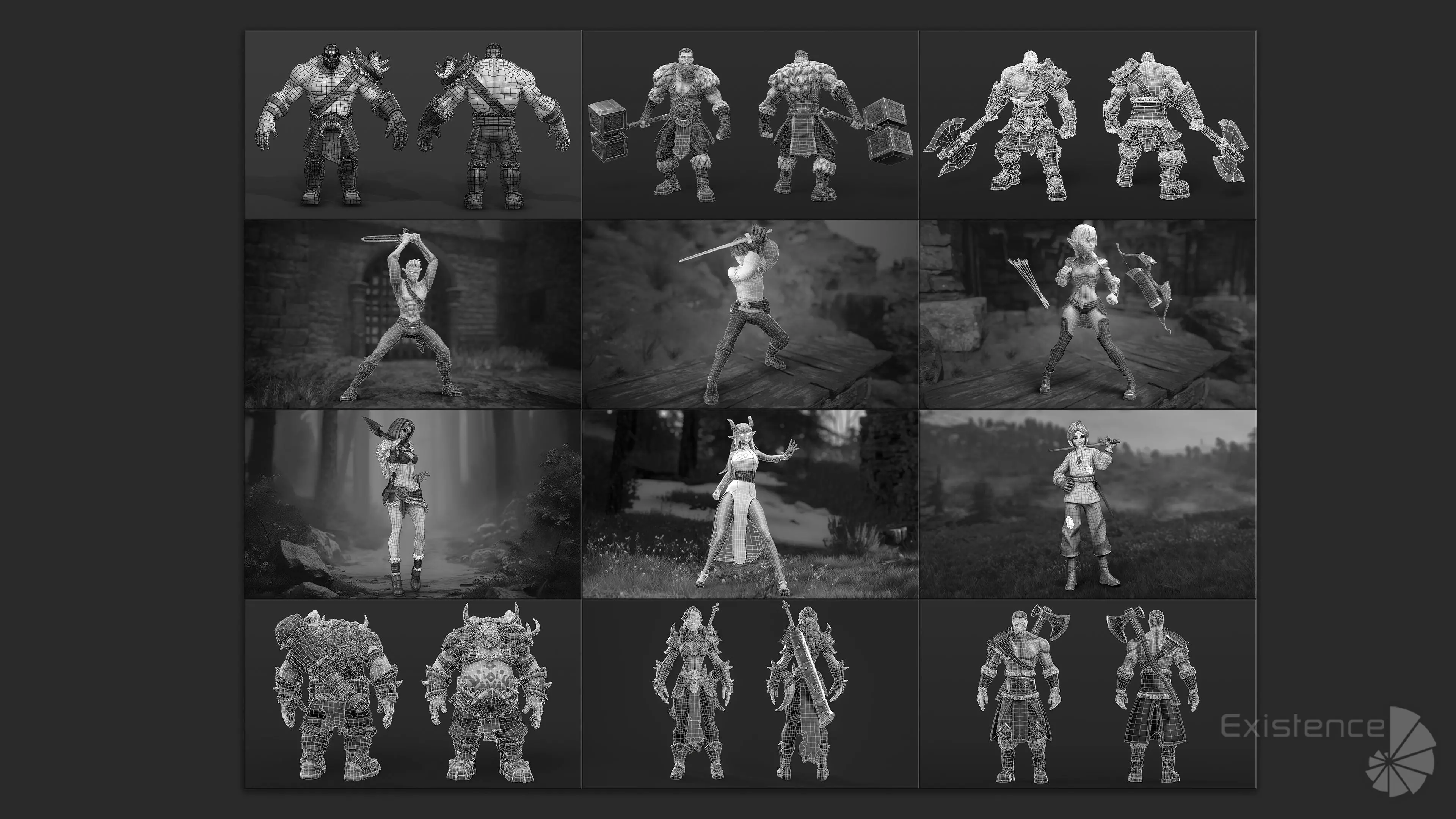 Pack 2 and 3 - Stylized Characters Warriors - 74 Low-poly 3D model_16