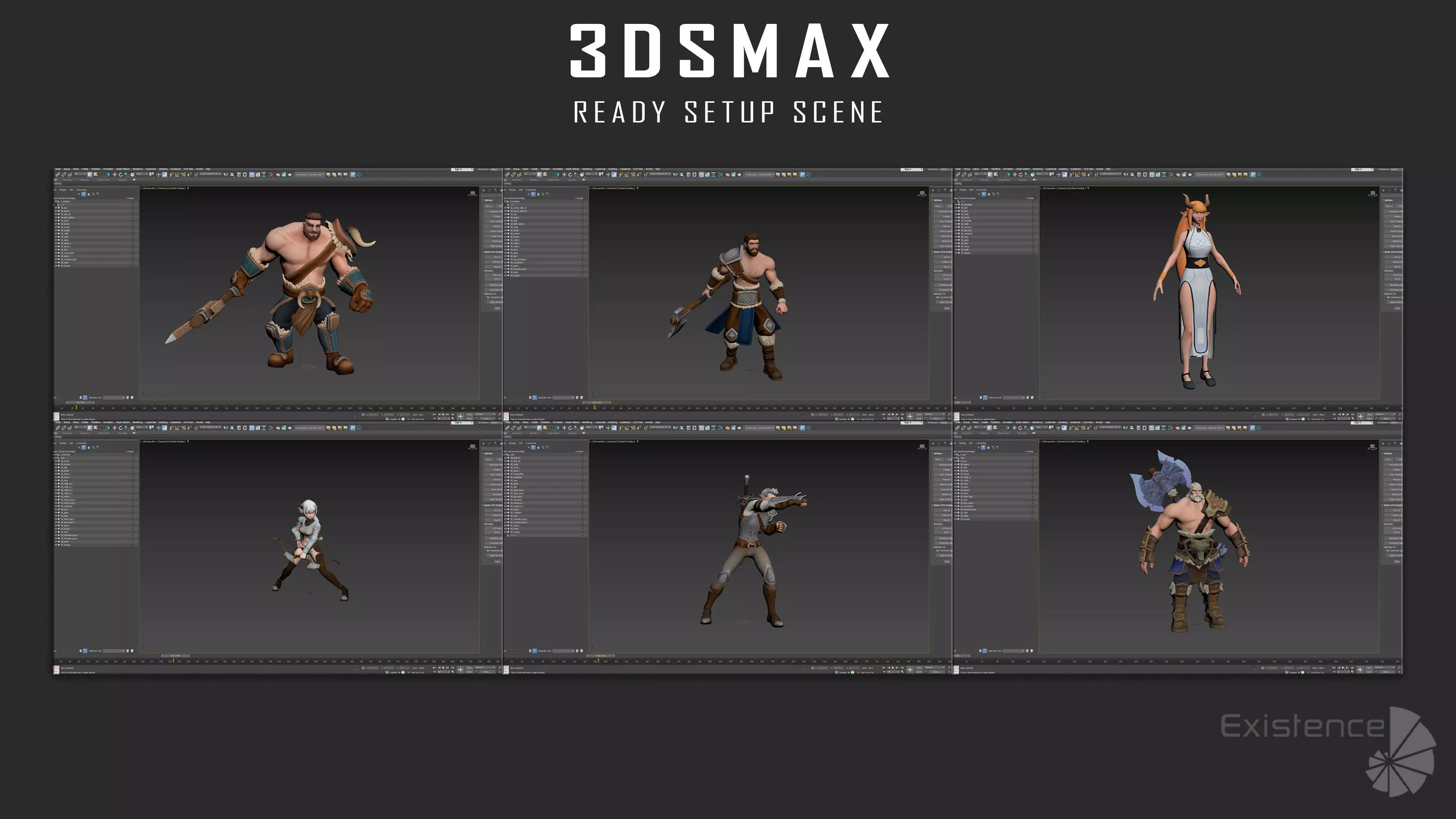 Pack 2 and 3 - Stylized Characters Warriors - 74 Low-poly 3D model_10