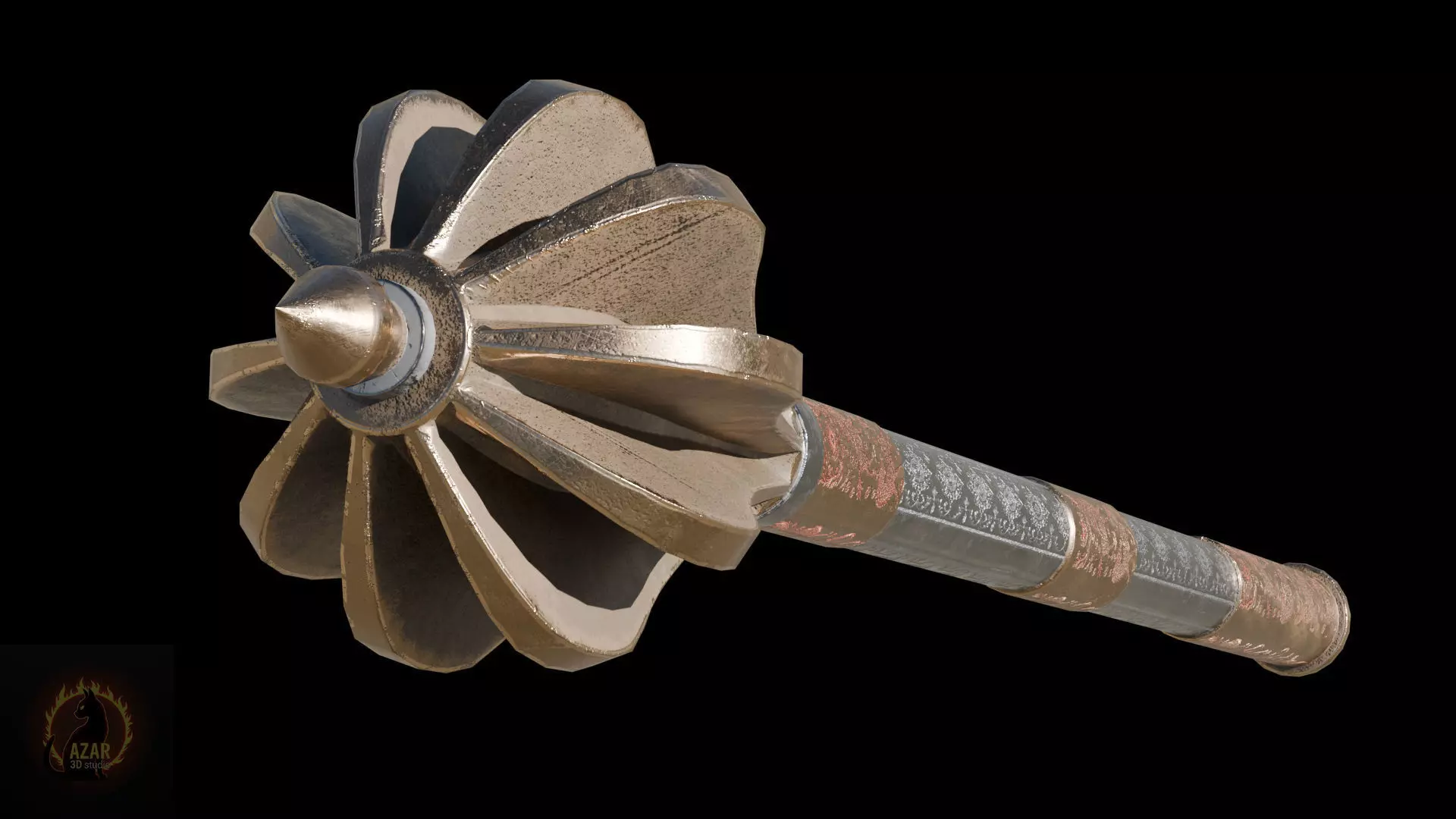 Mace001 Medieval Mace 3D Model  Game-Ready PBR Weapon Low-poly 3D model_3