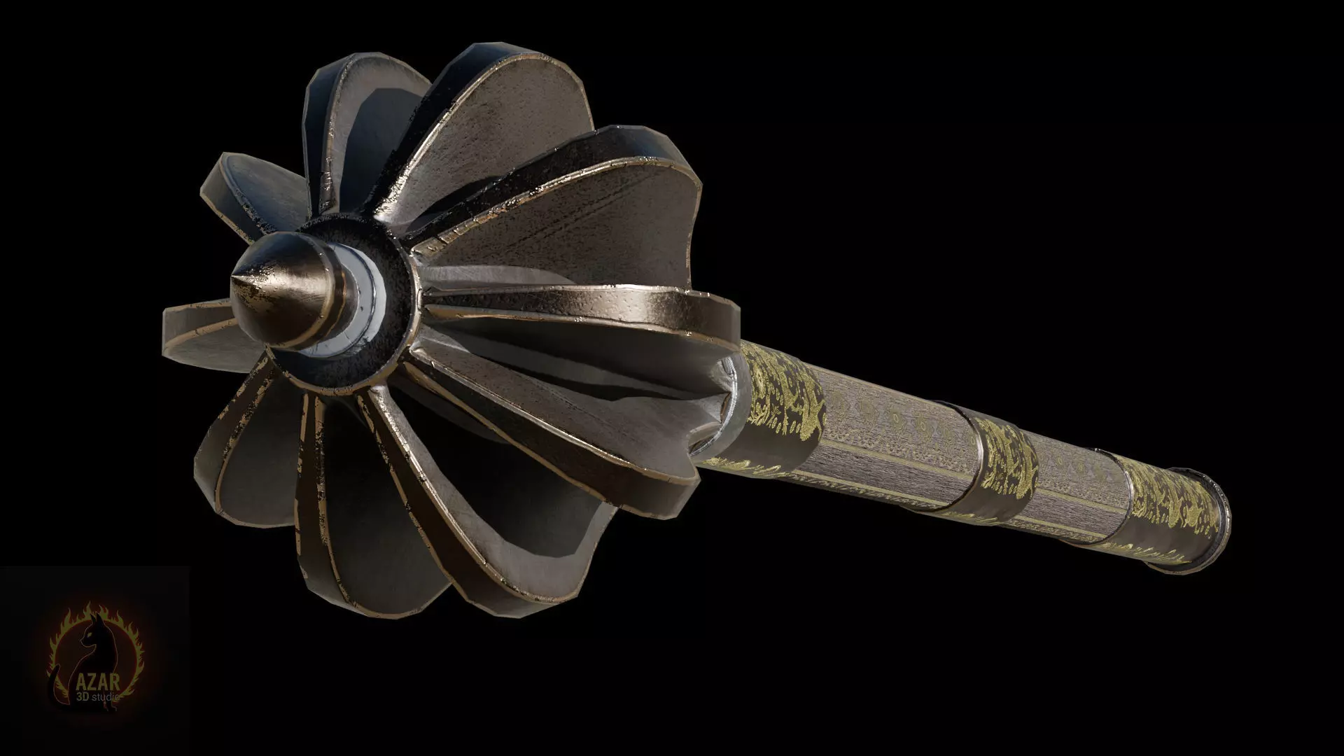 Mace001 Medieval Mace 3D Model  Game-Ready PBR Weapon Low-poly 3D model_16