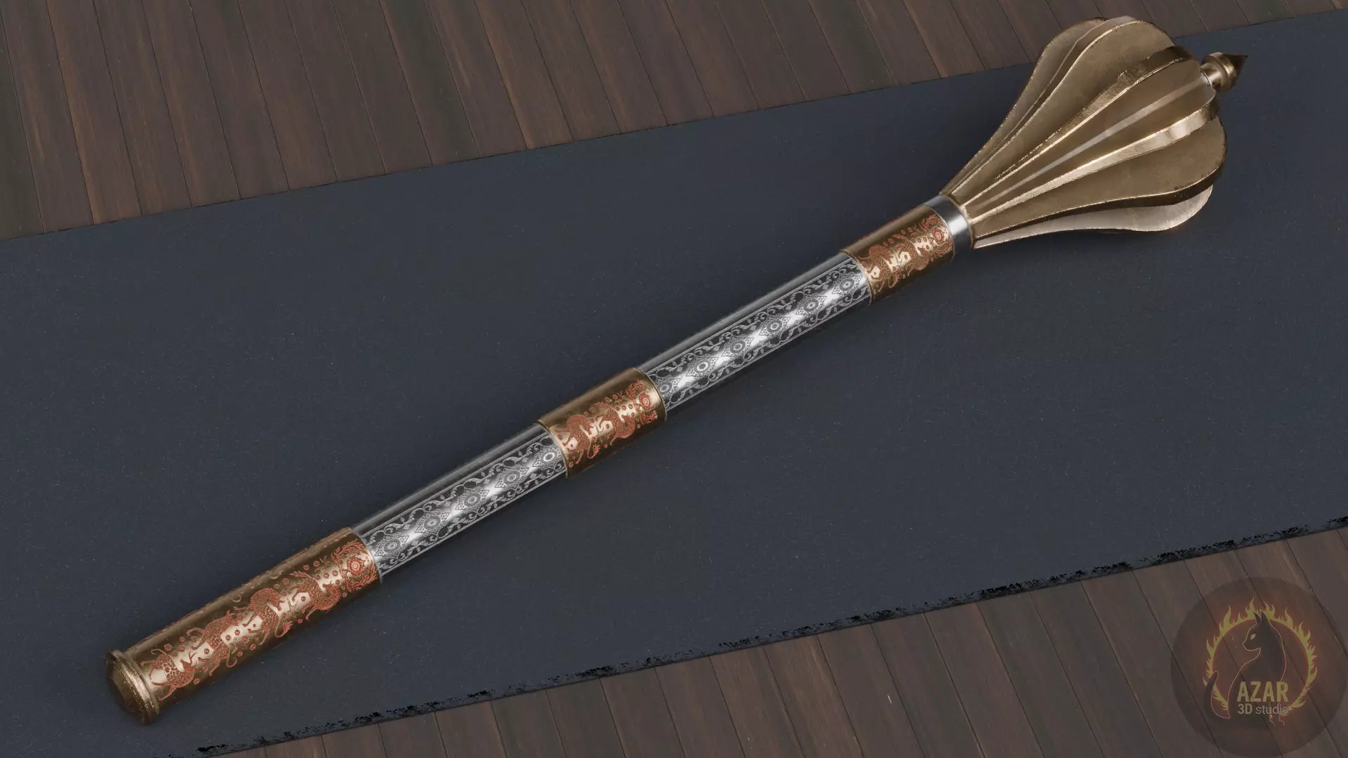 Mace001 Medieval Mace 3D Model  Game-Ready PBR Weapon Low-poly 3D model_0