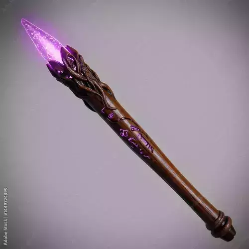 Fantasy Magic Staff with Glowing Crystal