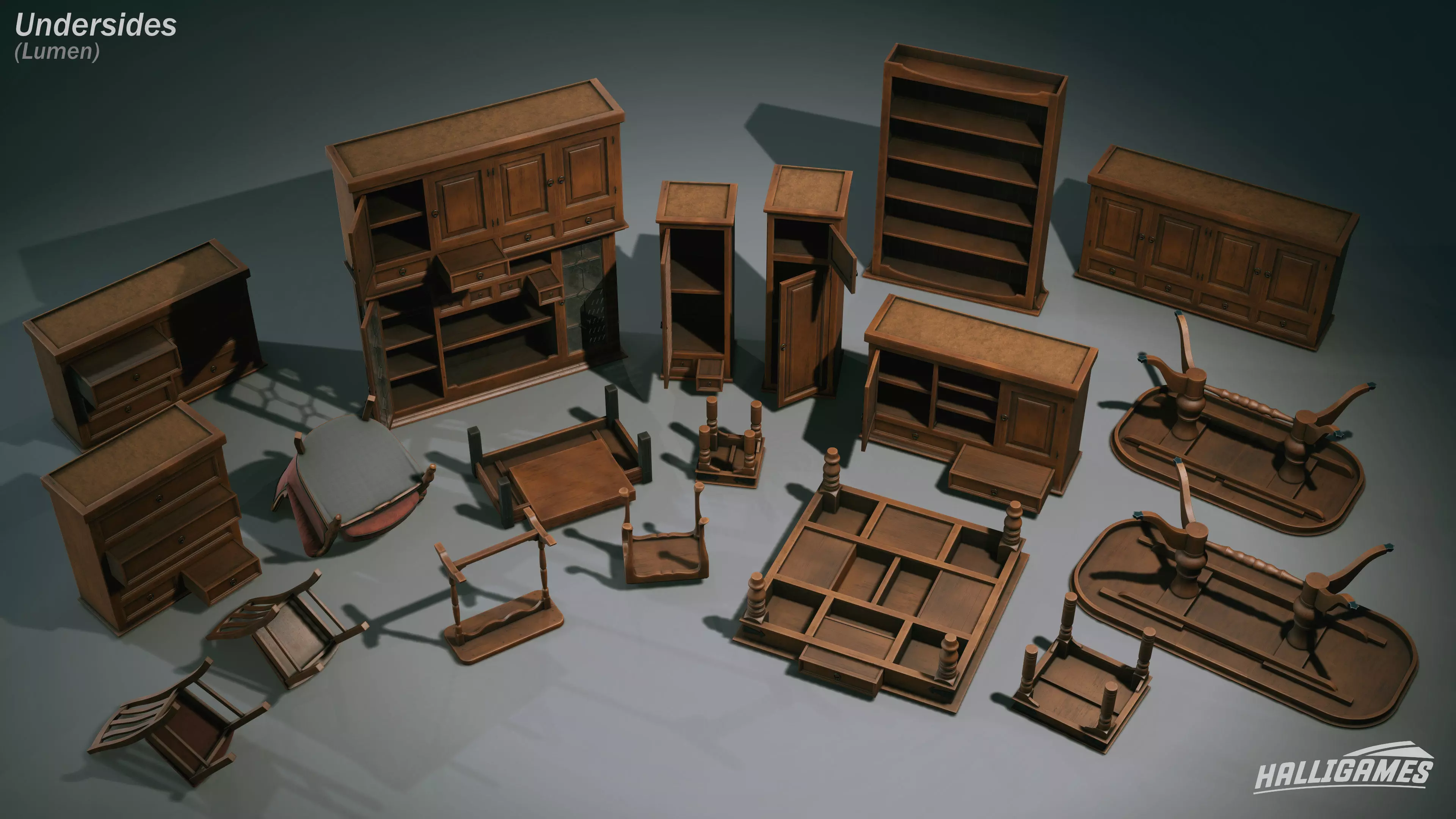 Rustic Furniture Pack Low-poly 3D model_20