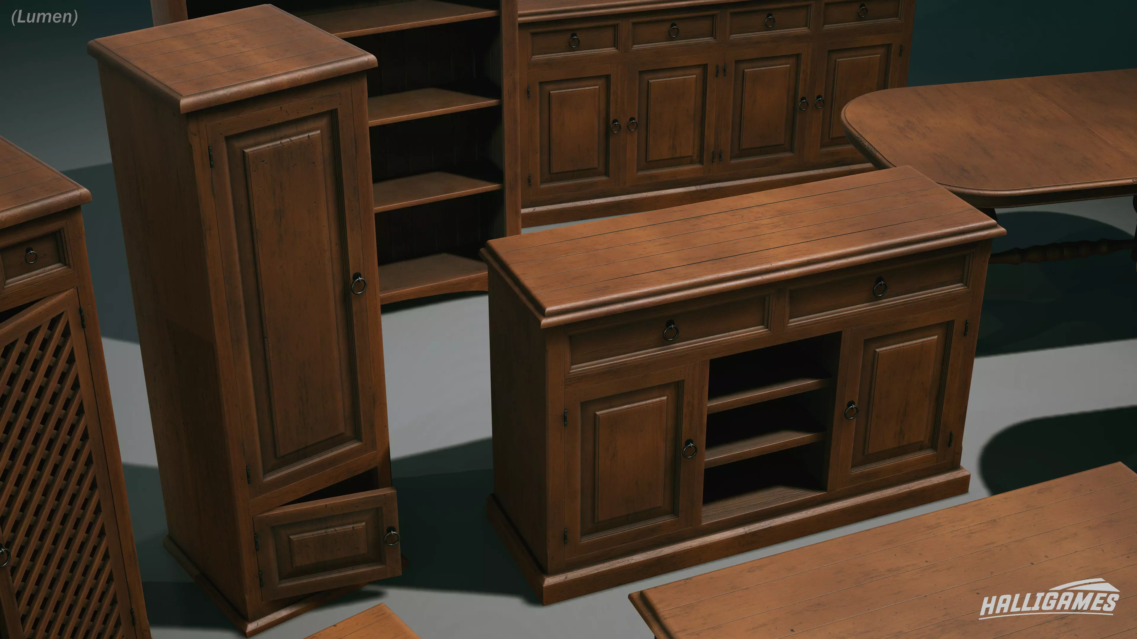 Rustic Furniture Pack Low-poly 3D model_4