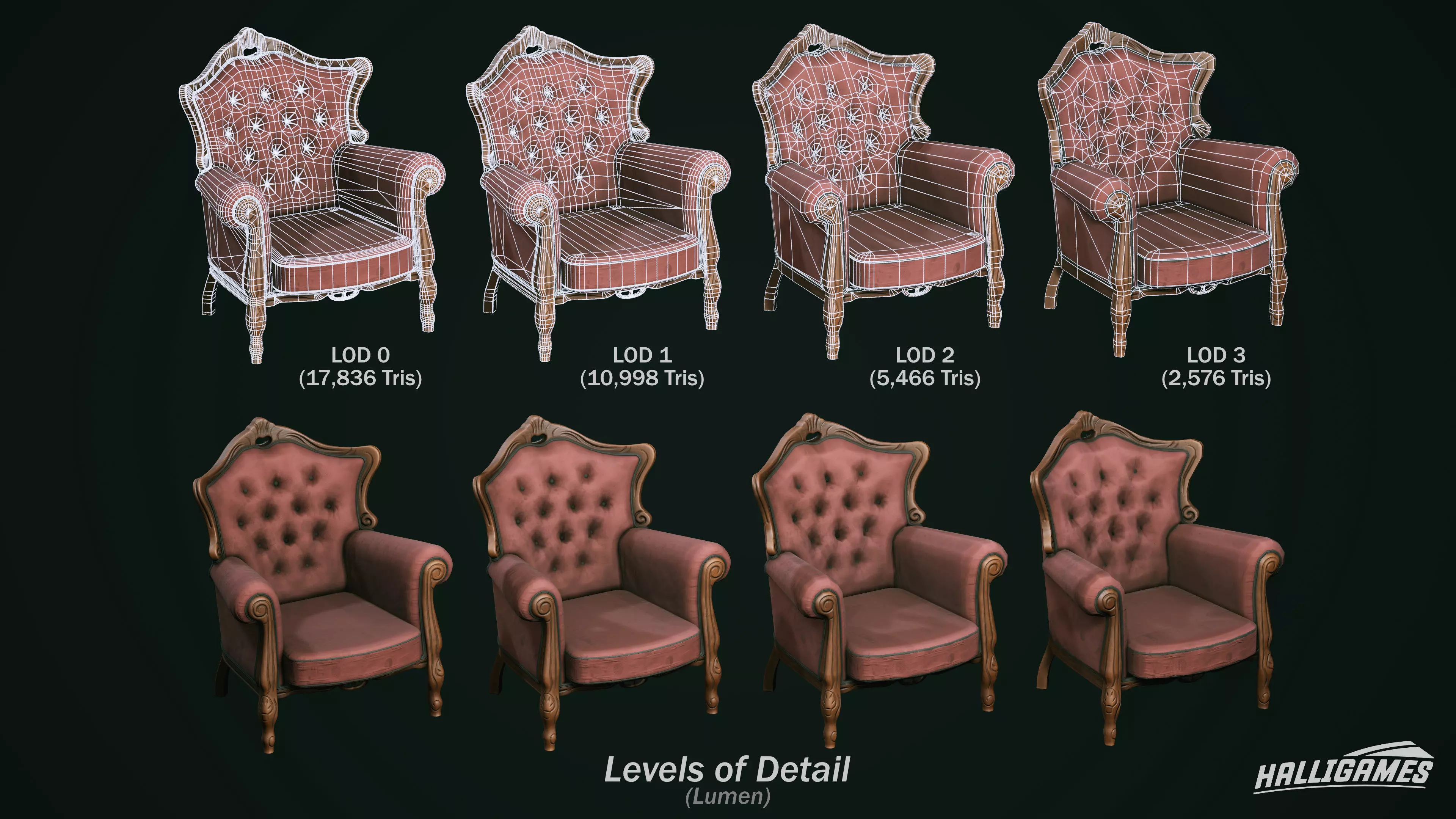Rustic Furniture Pack Low-poly 3D model_15