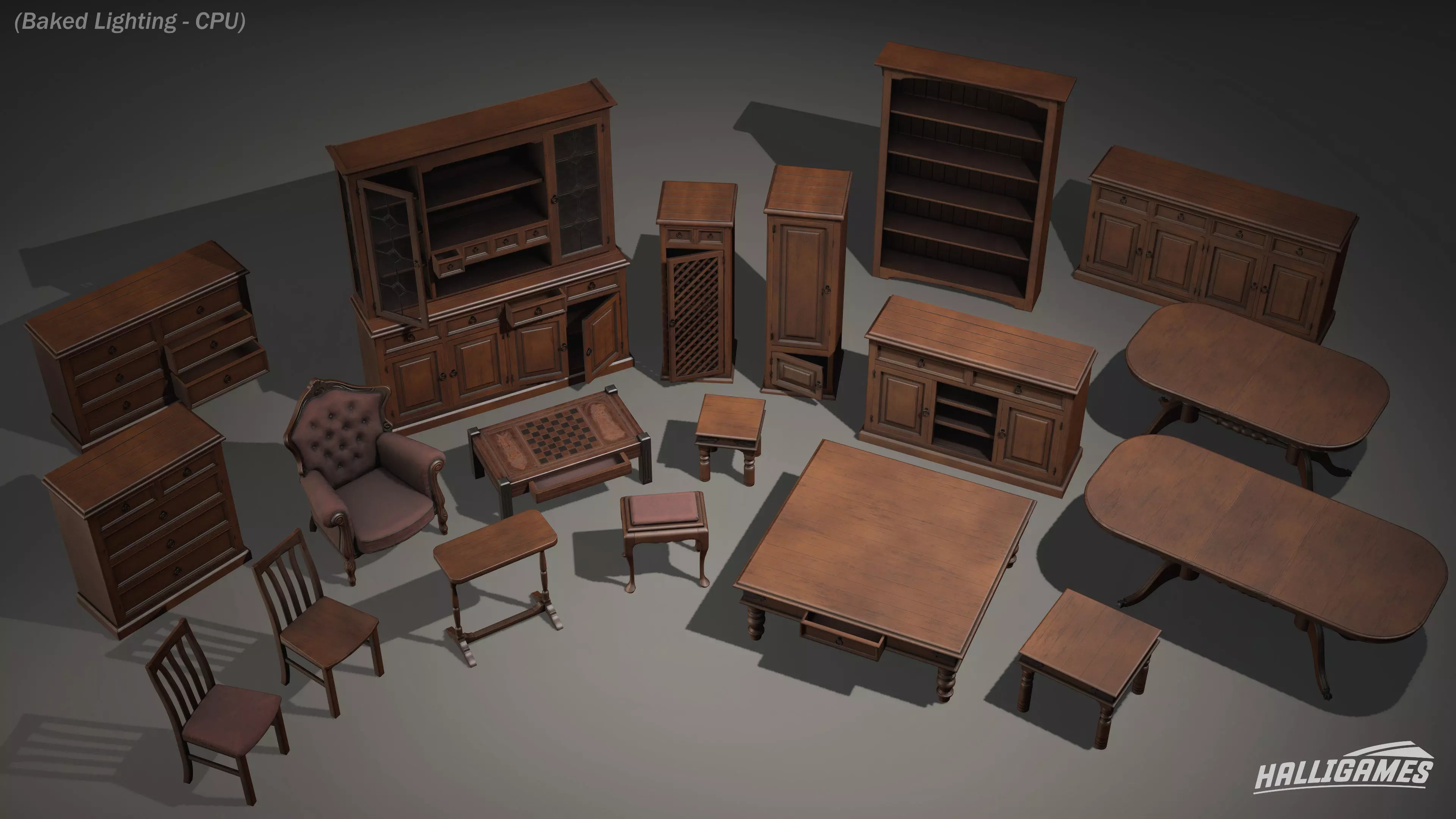 Rustic Furniture Pack Low-poly 3D model_21