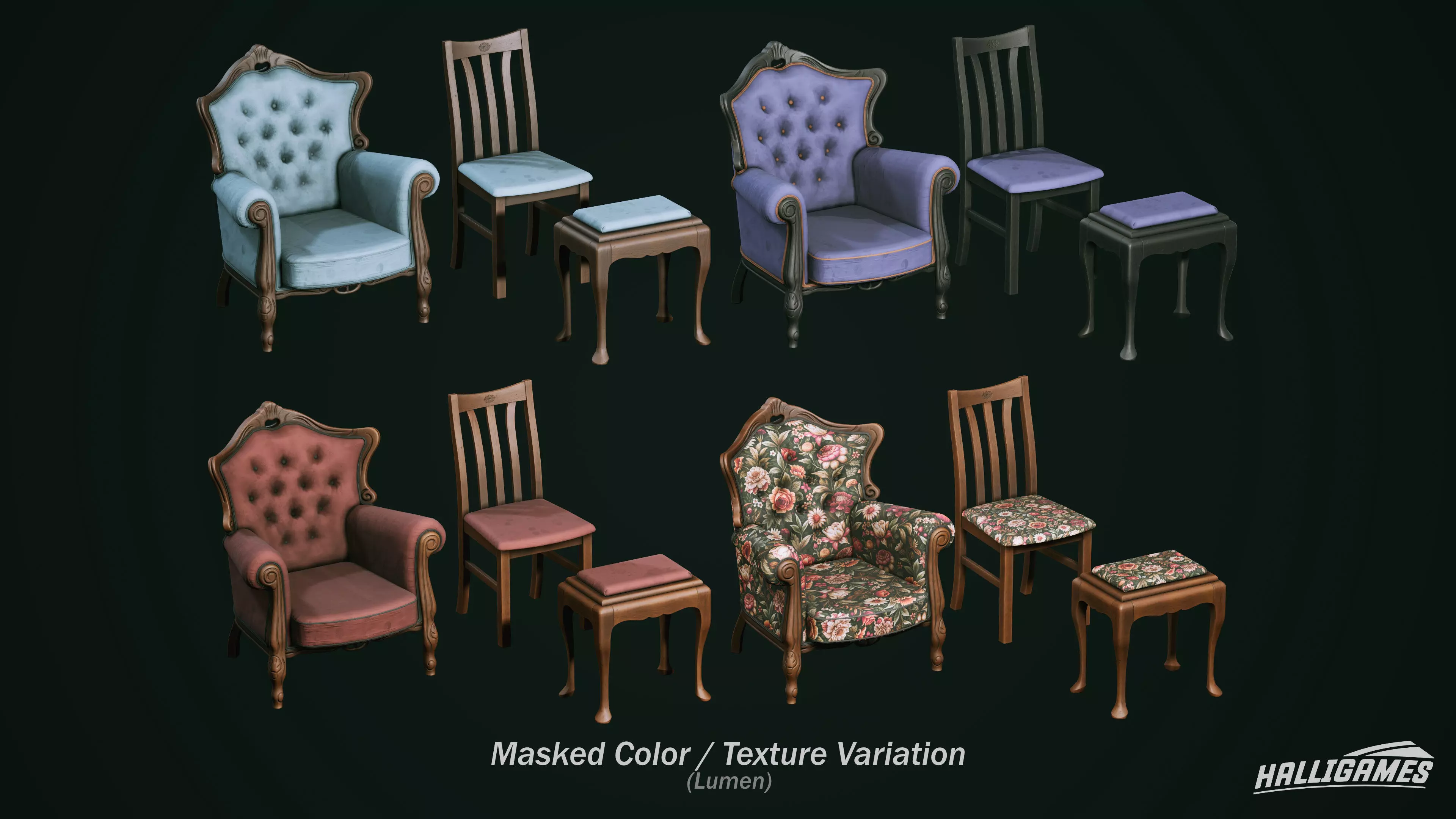 Rustic Furniture Pack Low-poly 3D model_13