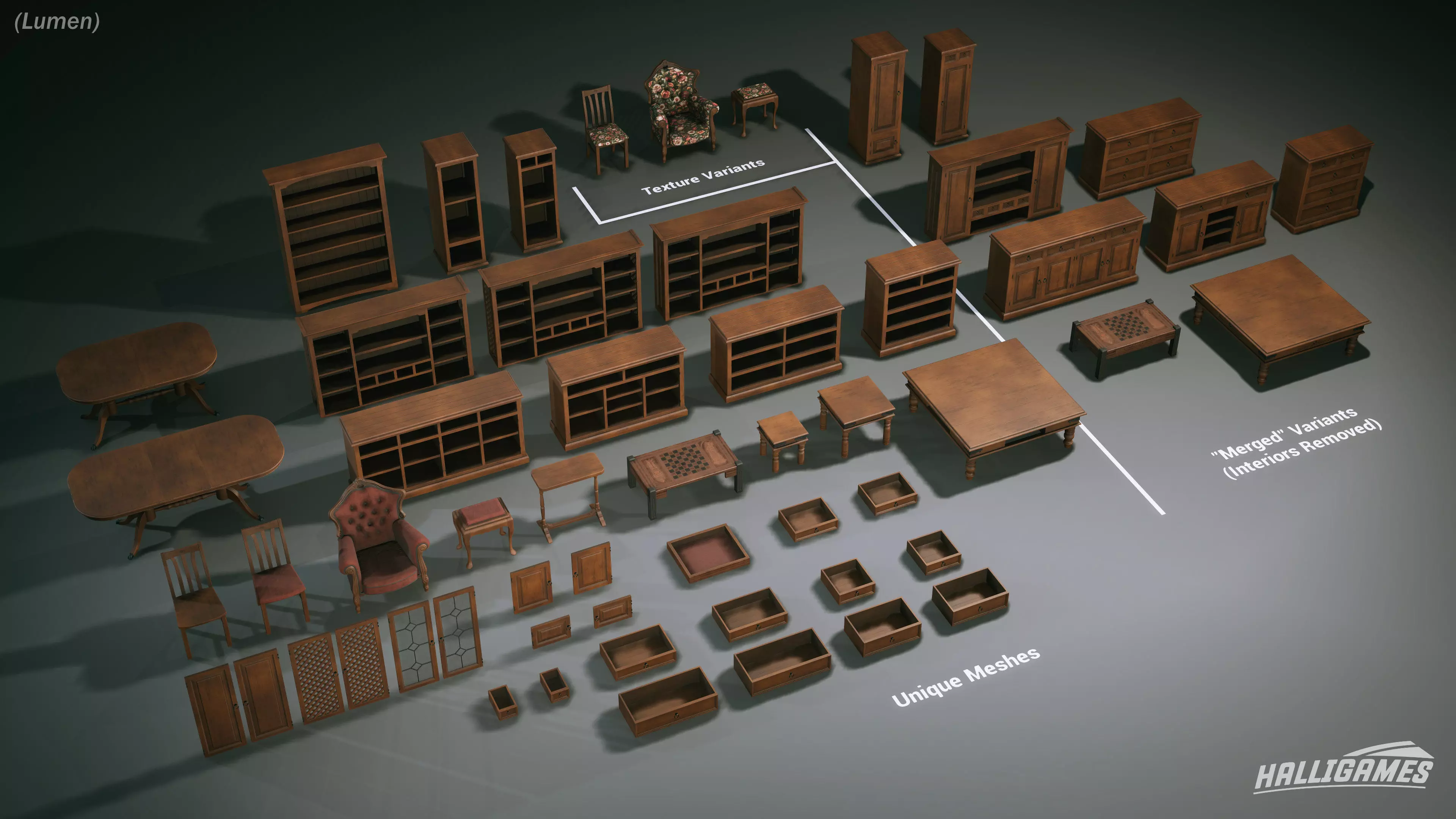 Rustic Furniture Pack Low-poly 3D model_23