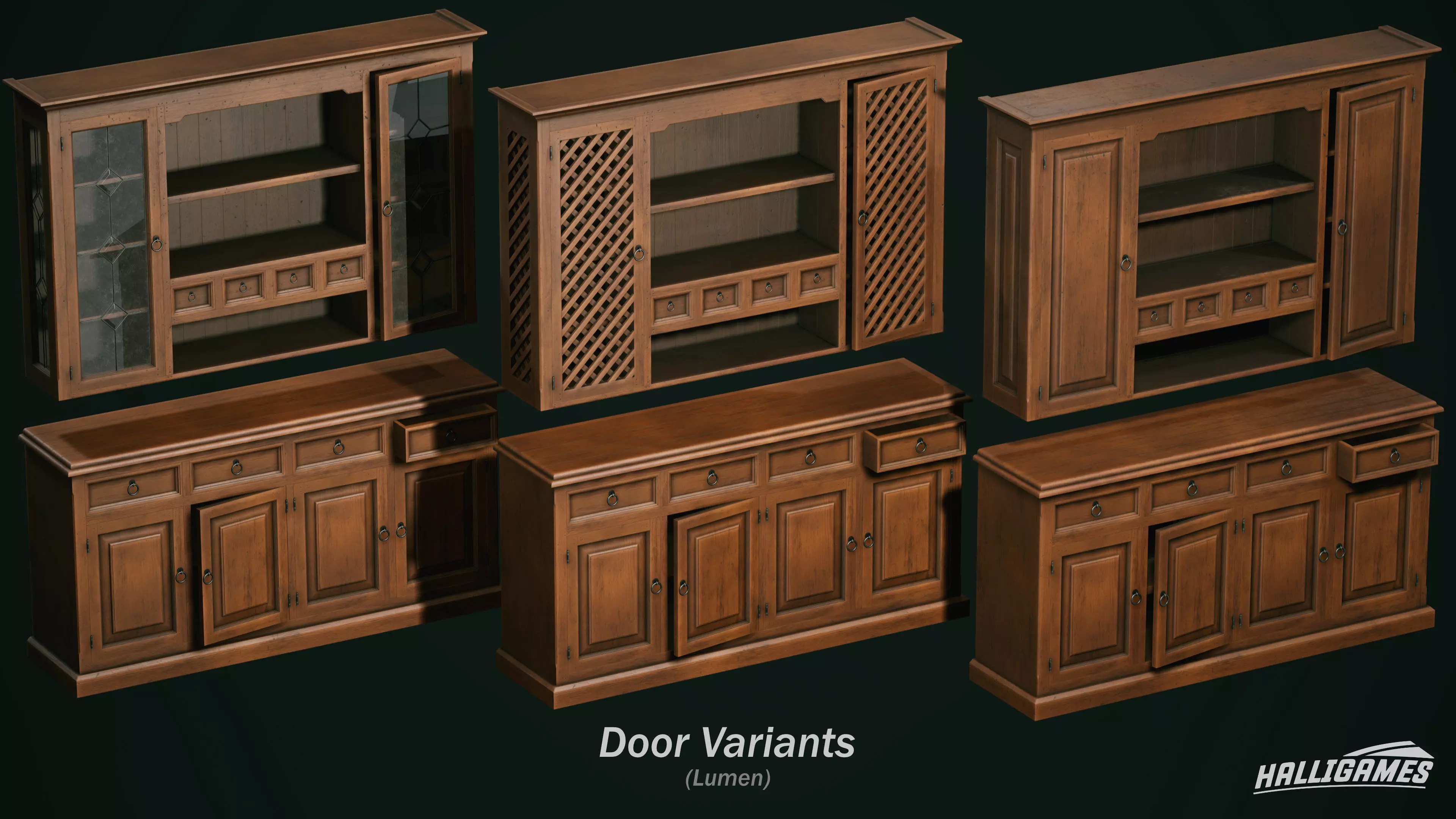 Rustic Furniture Pack Low-poly 3D model_11