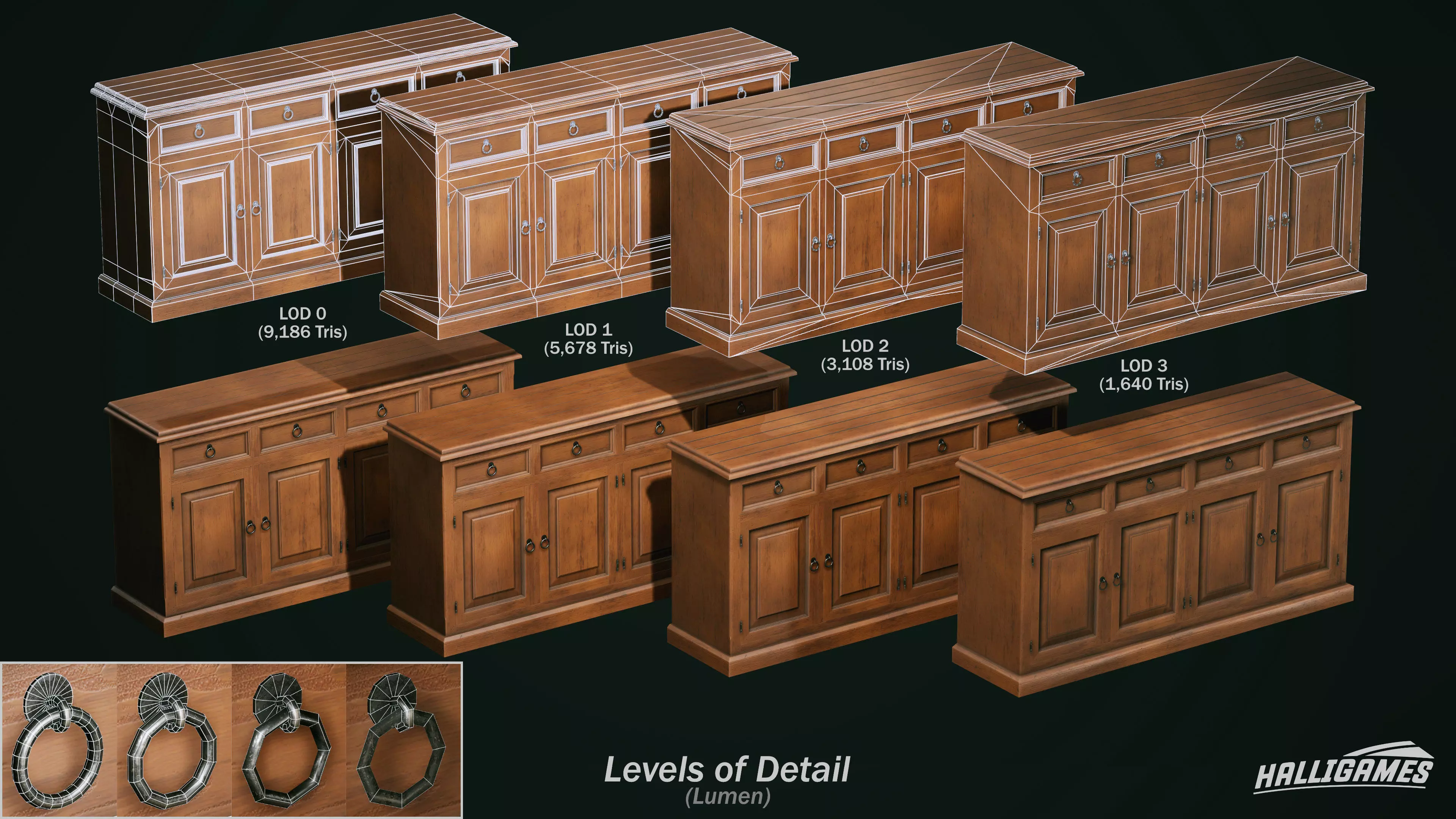 Rustic Furniture Pack Low-poly 3D model_16