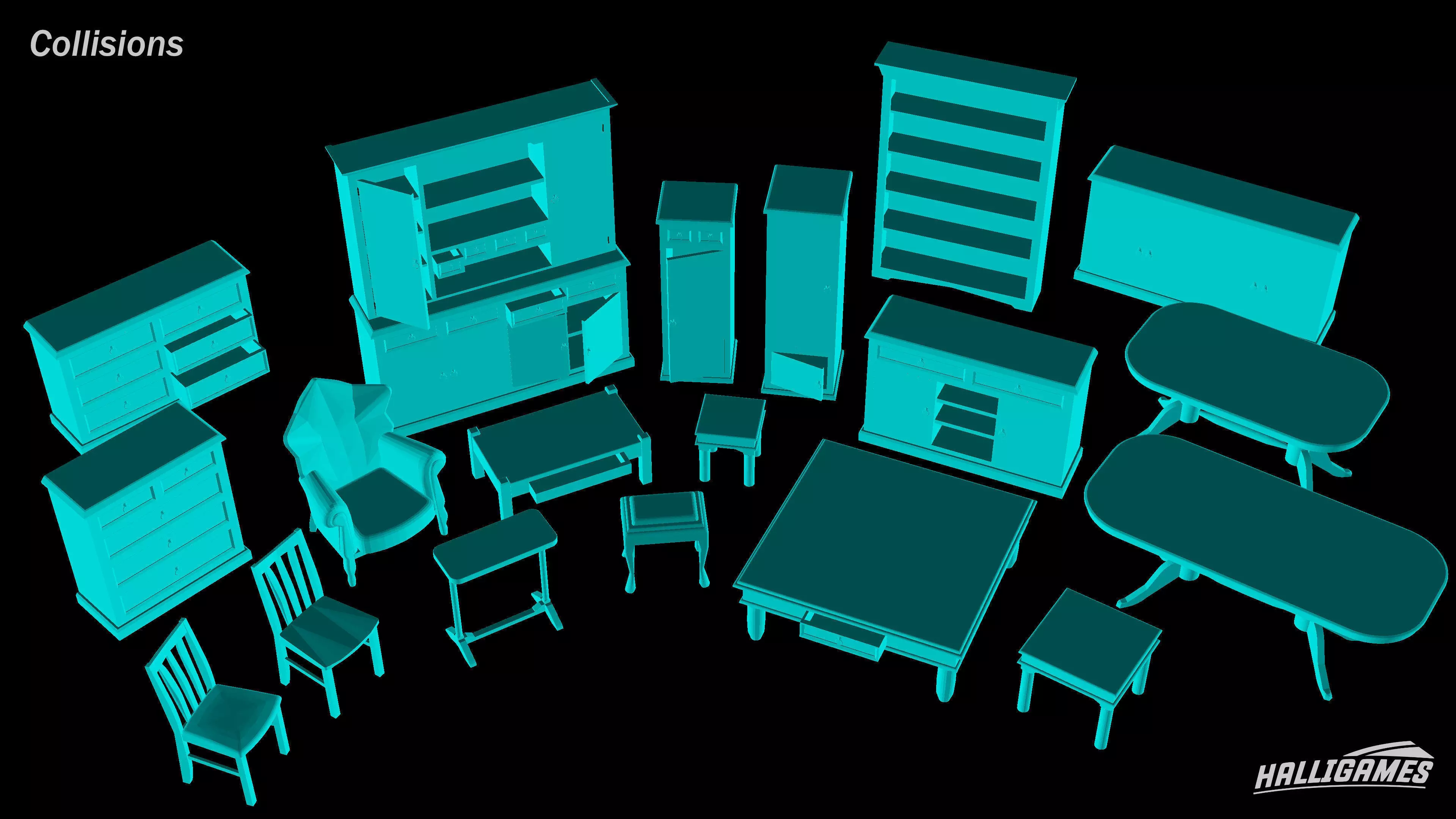 Rustic Furniture Pack Low-poly 3D model_22