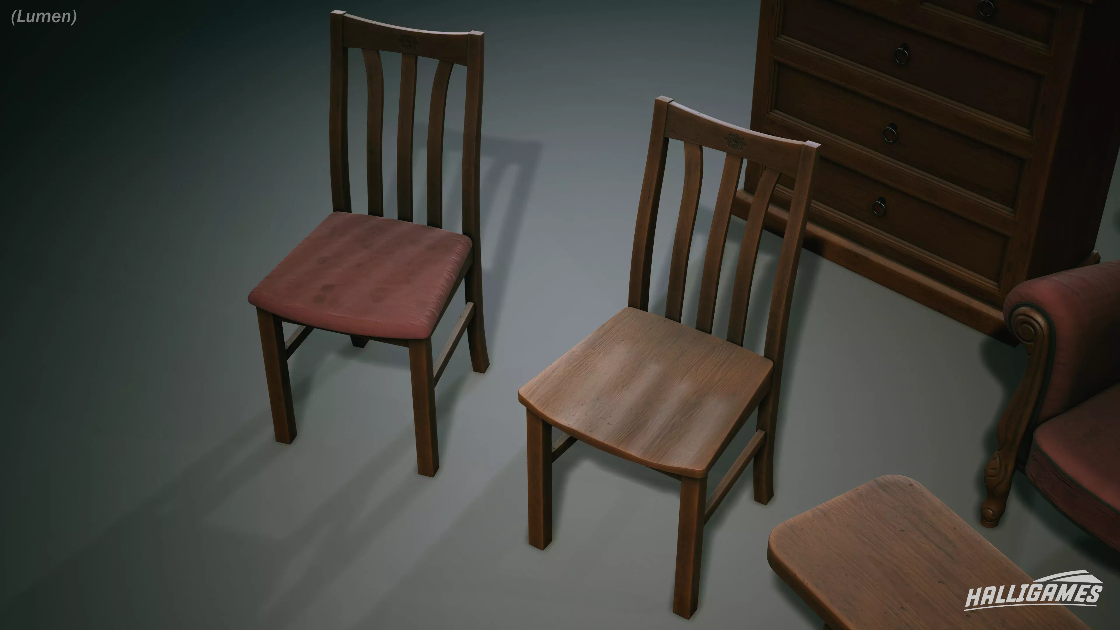 Rustic Furniture Pack Low-poly 3D model_5