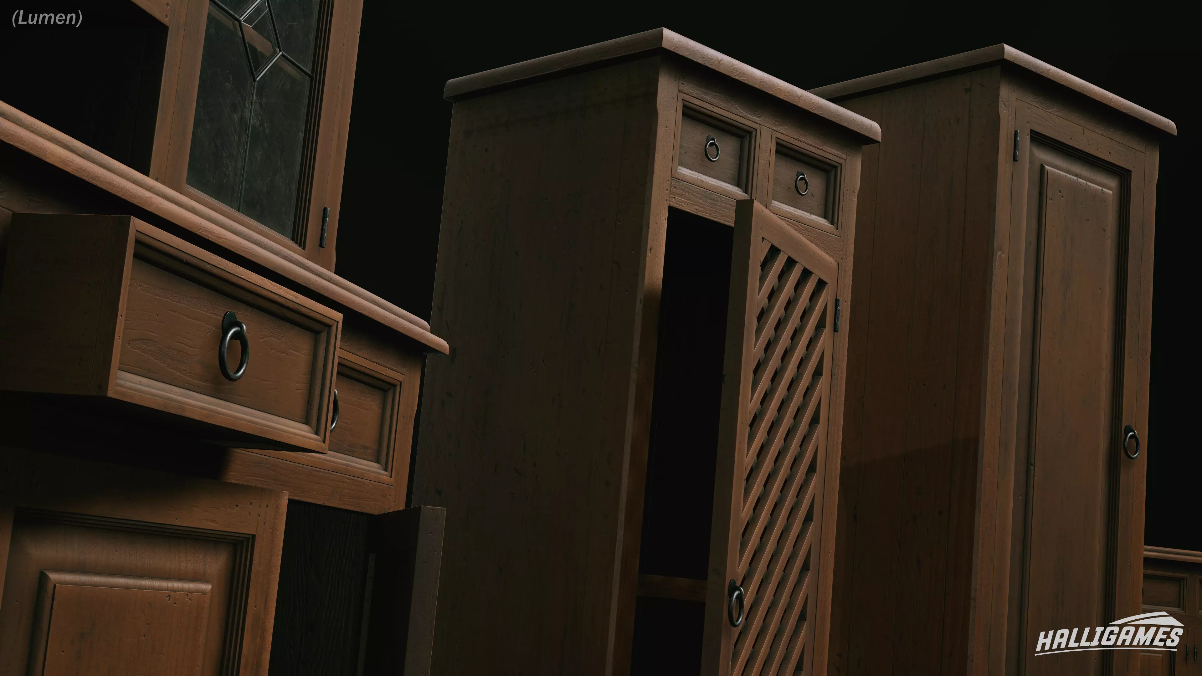 Rustic Furniture Pack Low-poly 3D model_7