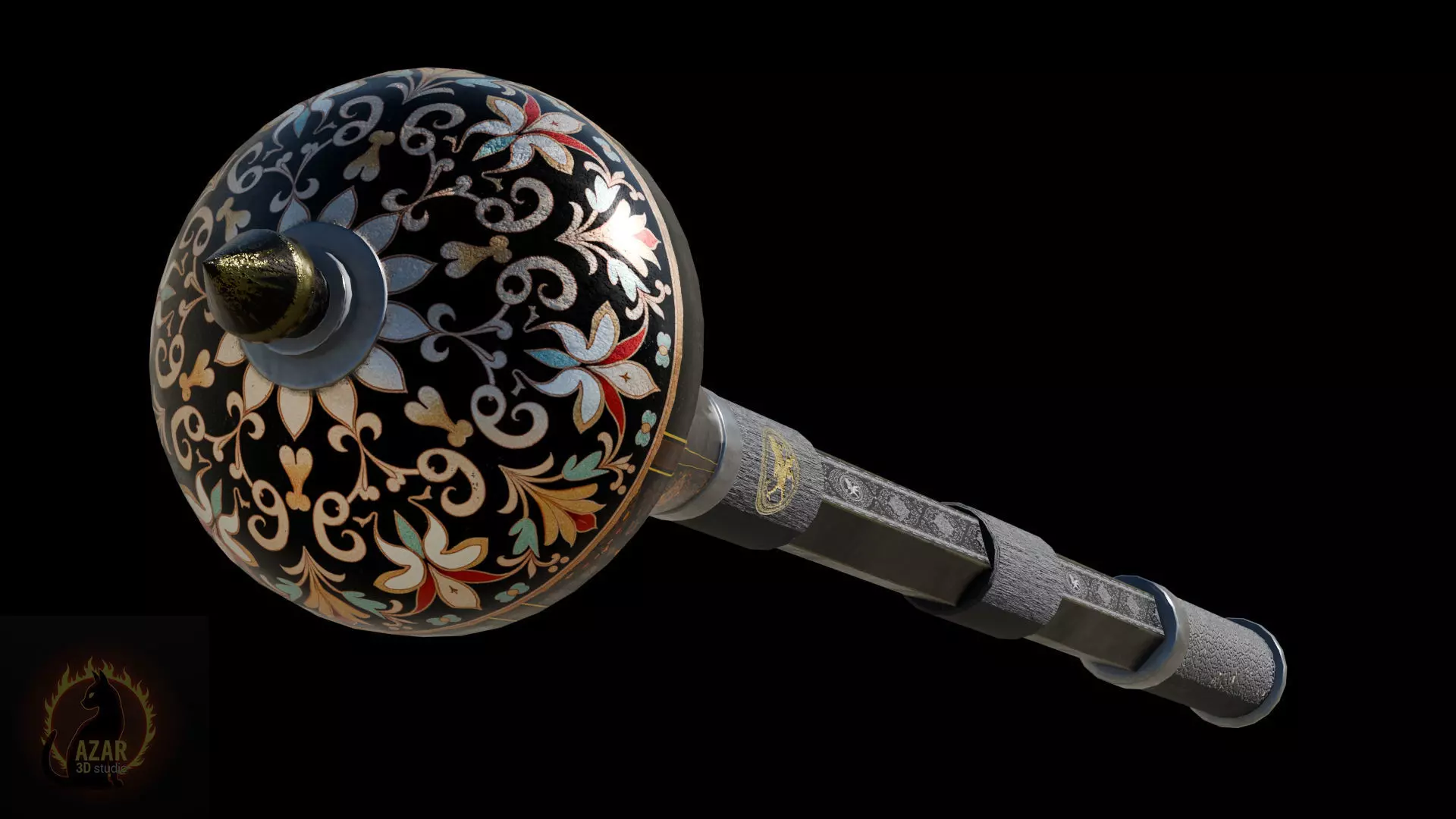 Mace002 Medieval Mace 3D Model Game-Ready PBR Weapon Low-poly 3D model_5