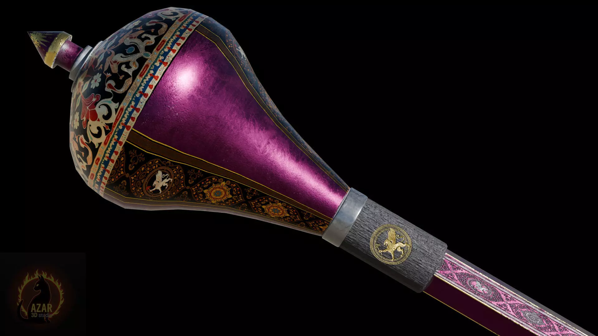 Mace002 Medieval Mace 3D Model Game-Ready PBR Weapon Low-poly 3D model_12