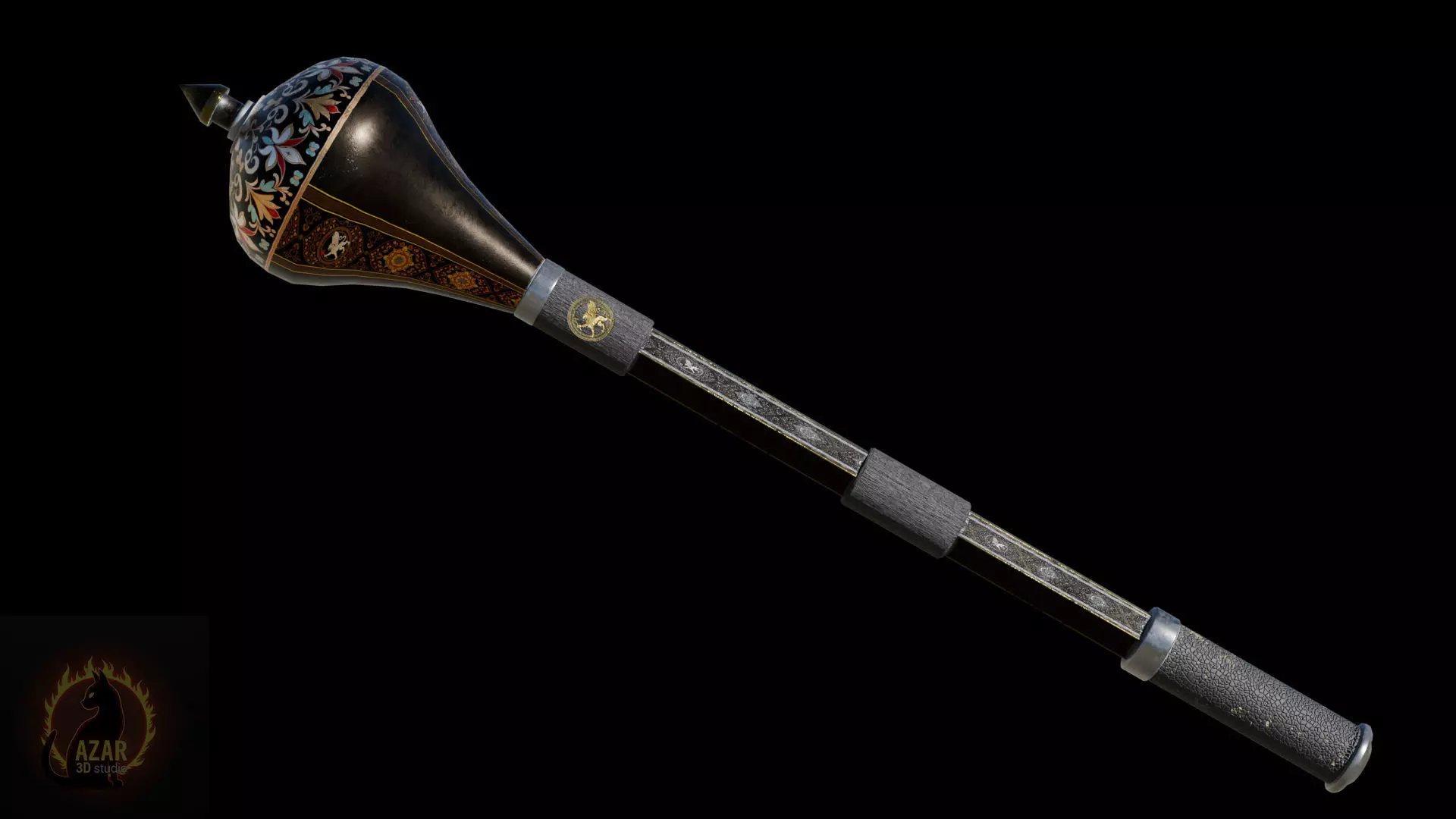 Mace002 Medieval Mace 3D Model Game-Ready PBR Weapon Low-poly 3D model_15