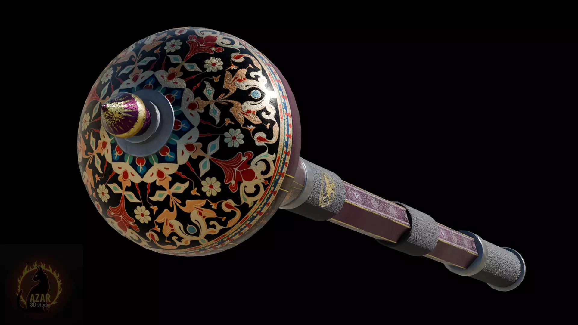 Mace002 Medieval Mace 3D Model Game-Ready PBR Weapon Low-poly 3D model_9