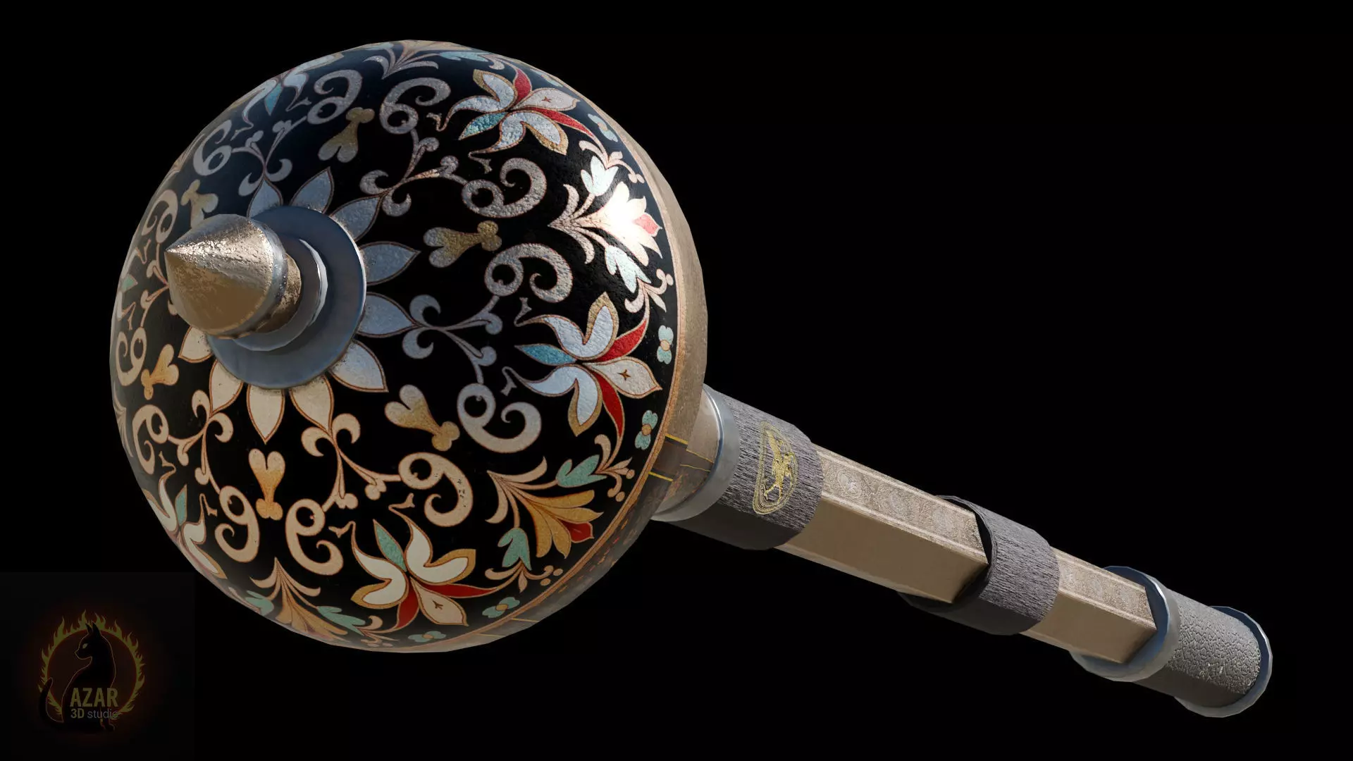 Mace002 Medieval Mace 3D Model Game-Ready PBR Weapon Low-poly 3D model_14