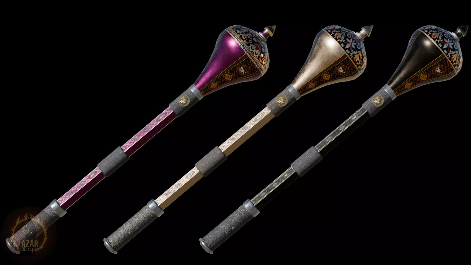 Mace002 Medieval Mace 3D Model Game-Ready PBR Weapon Low-poly 3D model_2