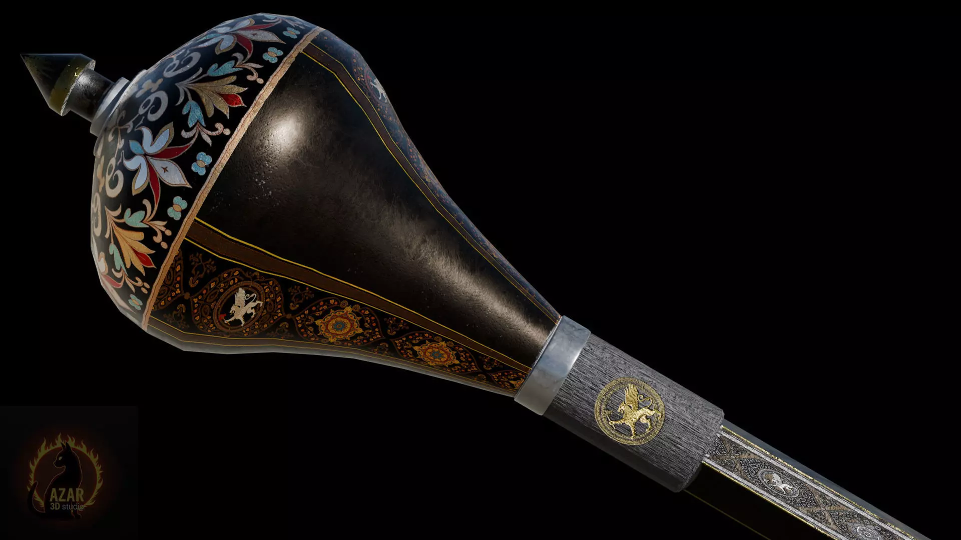 Mace002 Medieval Mace 3D Model Game-Ready PBR Weapon Low-poly 3D model_7