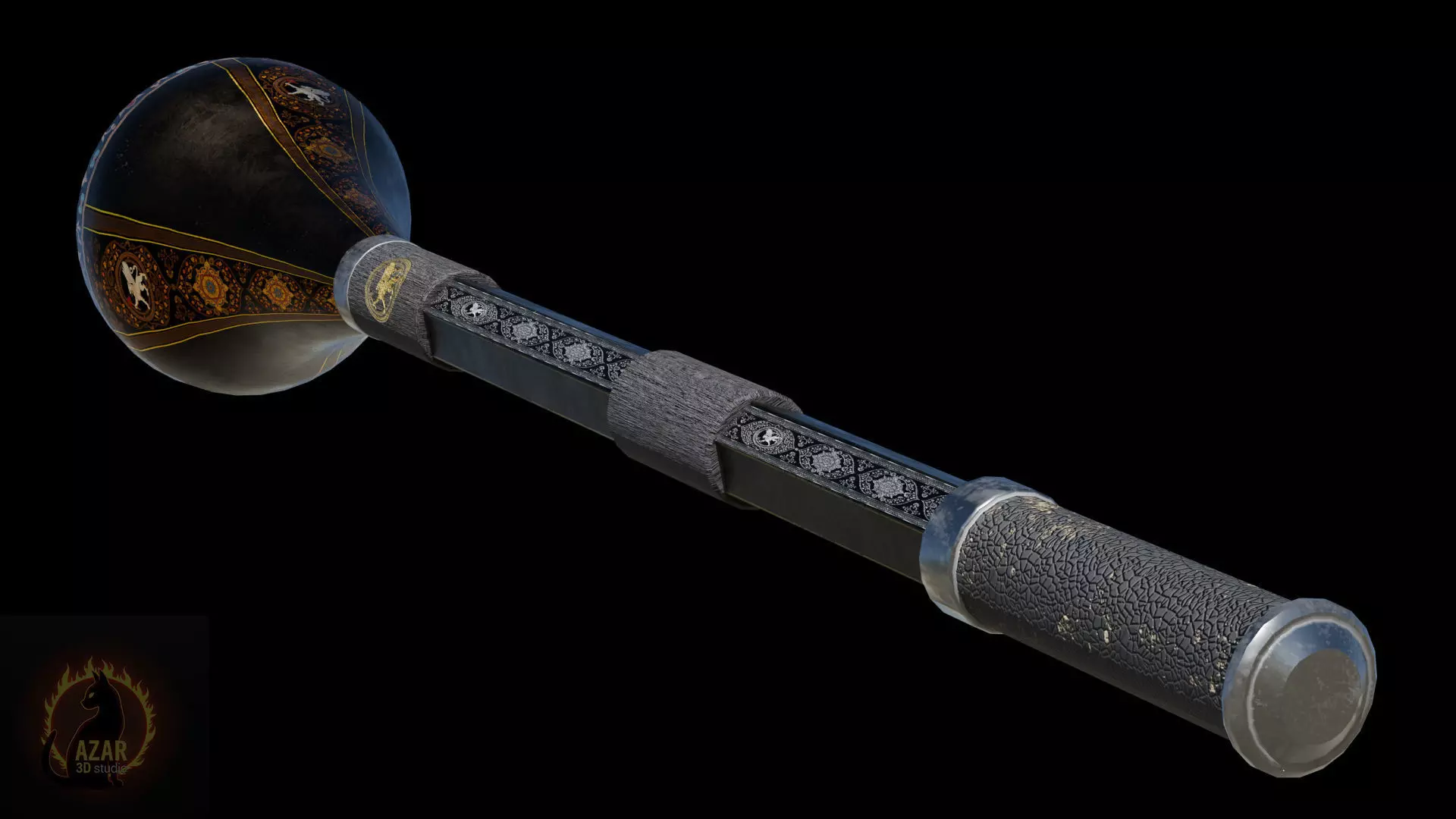 Mace002 Medieval Mace 3D Model Game-Ready PBR Weapon Low-poly 3D model_6