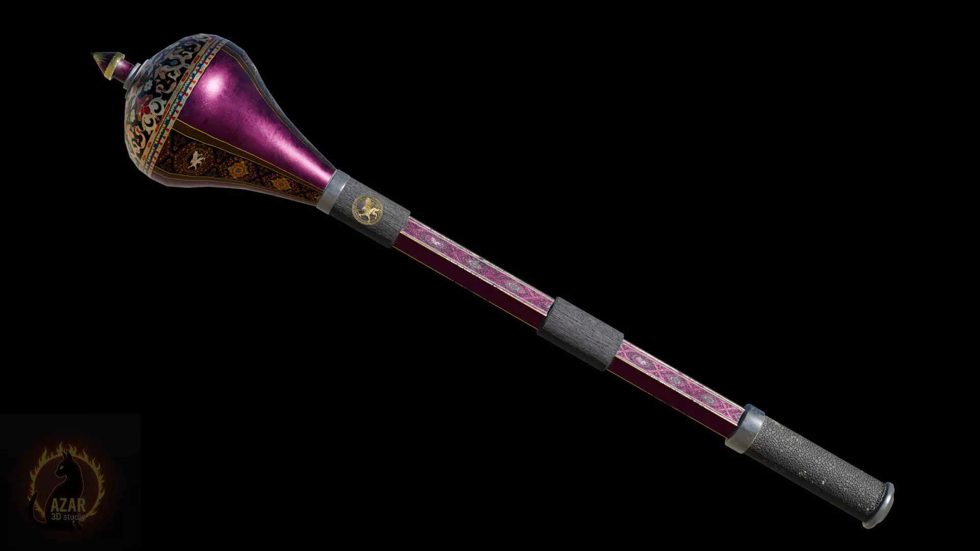 Mace002 Medieval Mace 3D Model Game-Ready PBR Weapon Low-poly 3D model_10