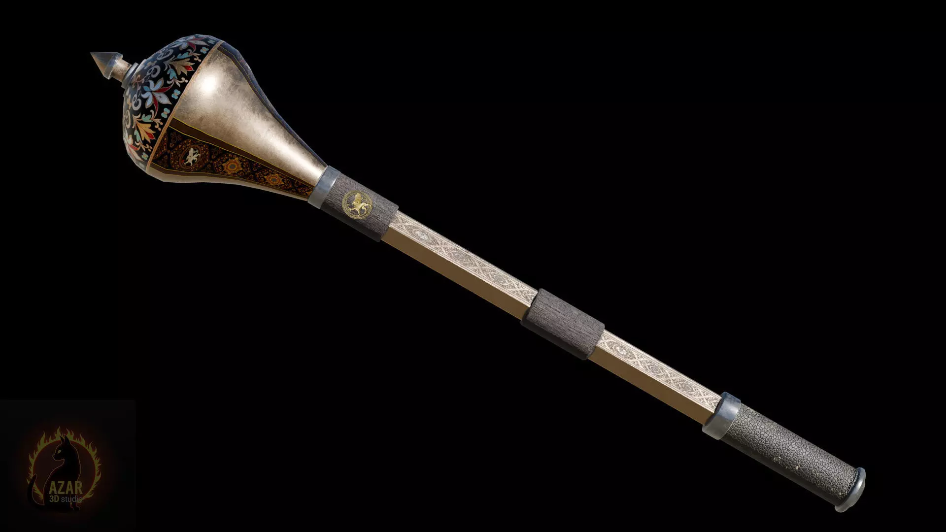 Mace002 Medieval Mace 3D Model Game-Ready PBR Weapon Low-poly 3D model_8