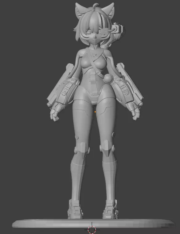 Robot Cat  Girl Figure STL  3D Printable Model for Collectors 3D print model_0