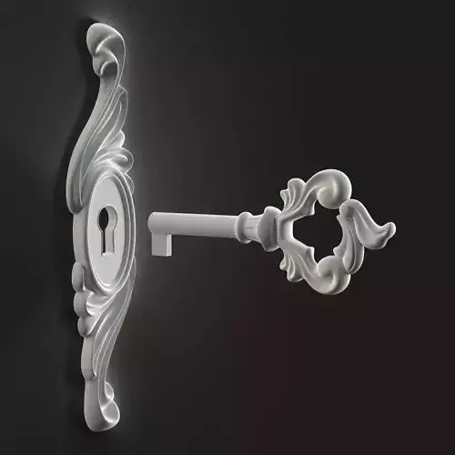 Antique Style Key with Decorative Escutcheon