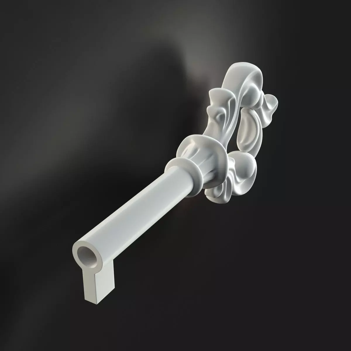 Antique Style Key with Decorative Escutcheon 3D model_3