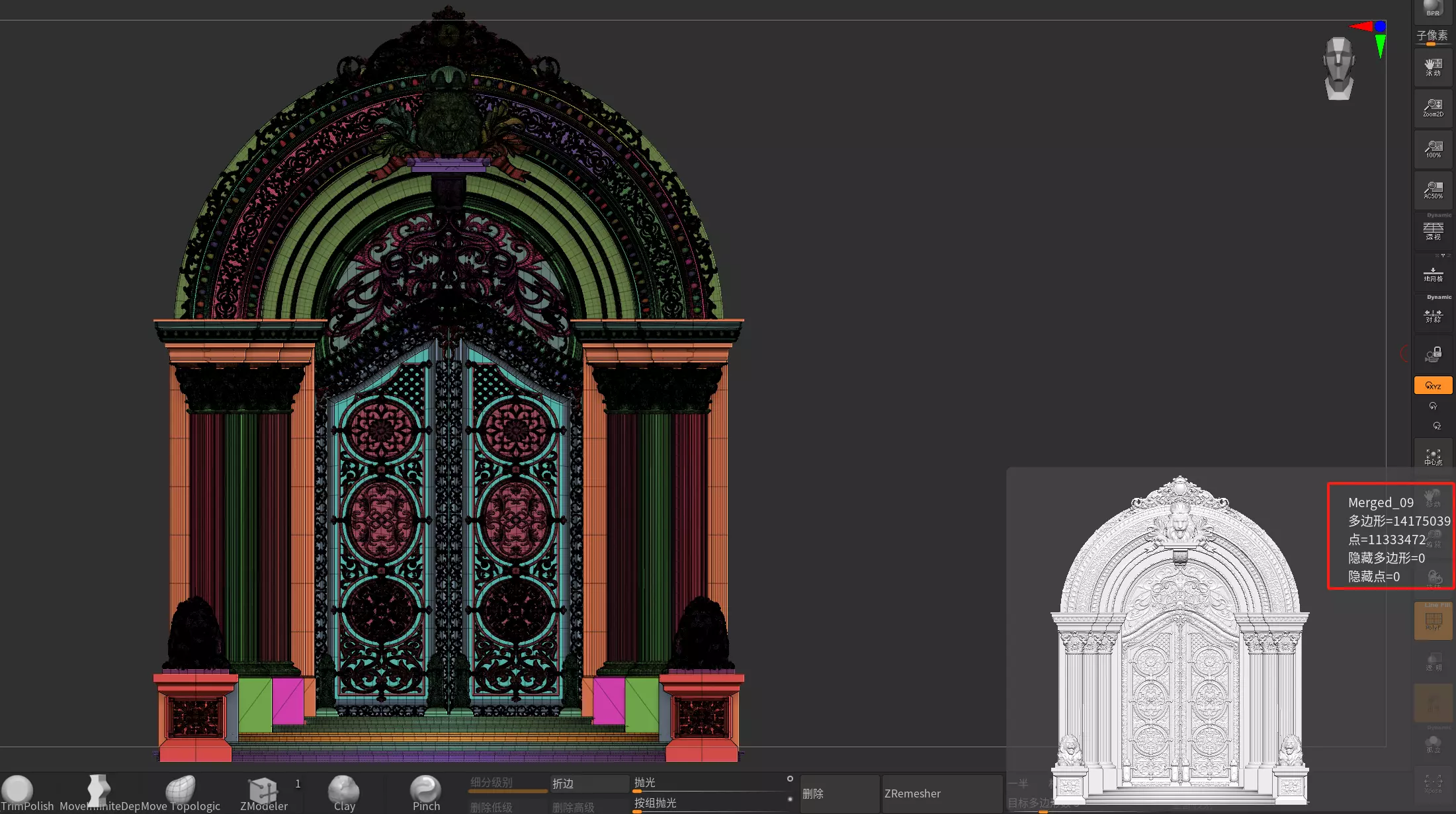 Gothic architecture European style door  lion sculpture 3D model_17
