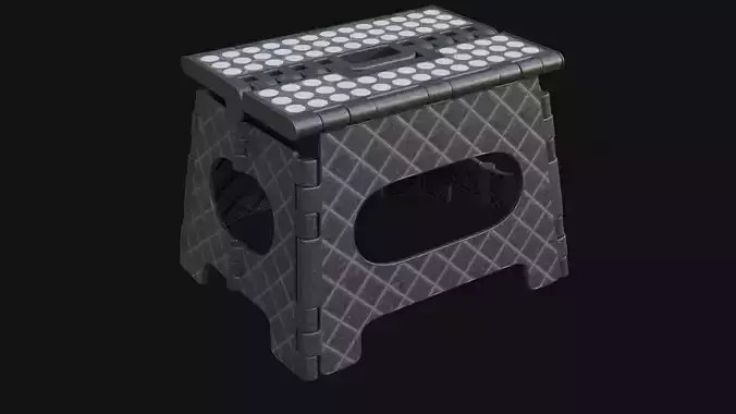 Plastic Folding Step Stool - Black Low-poly 3D model