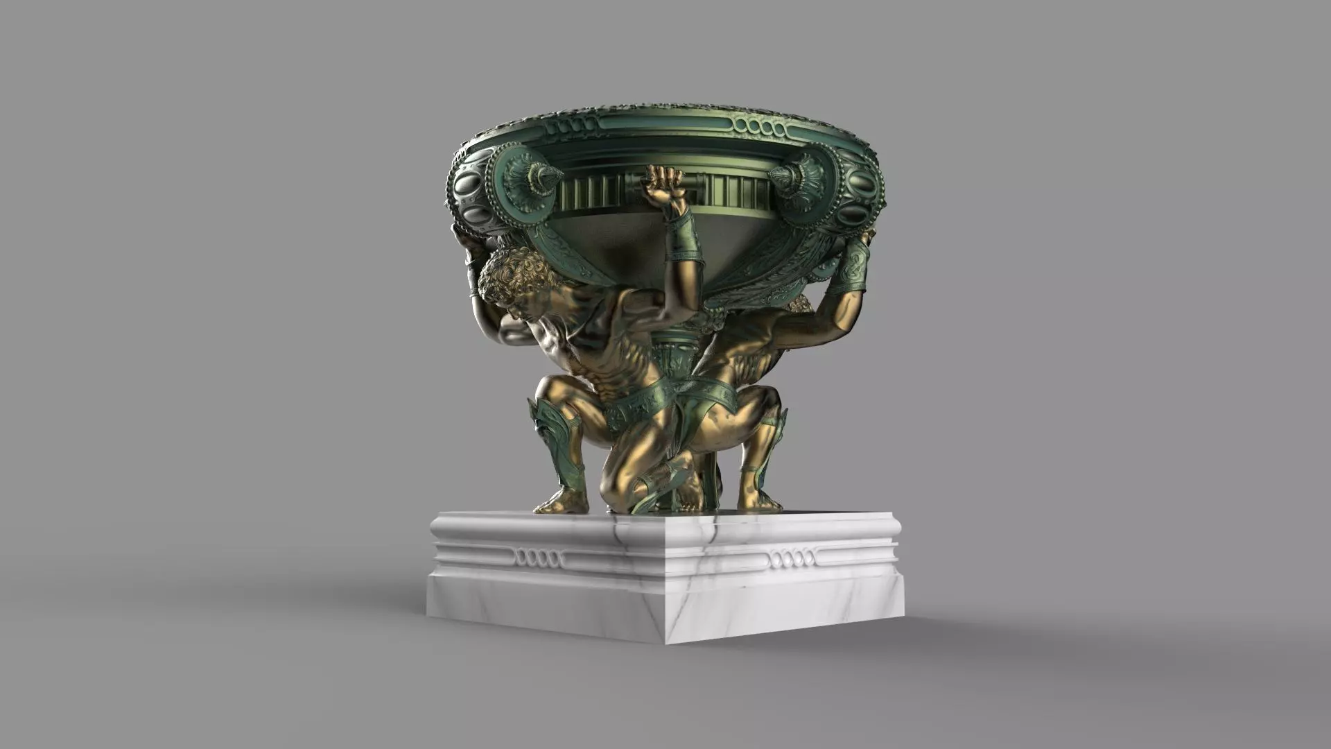 Classic vase for facade decoration Flowerpot 3D model_3