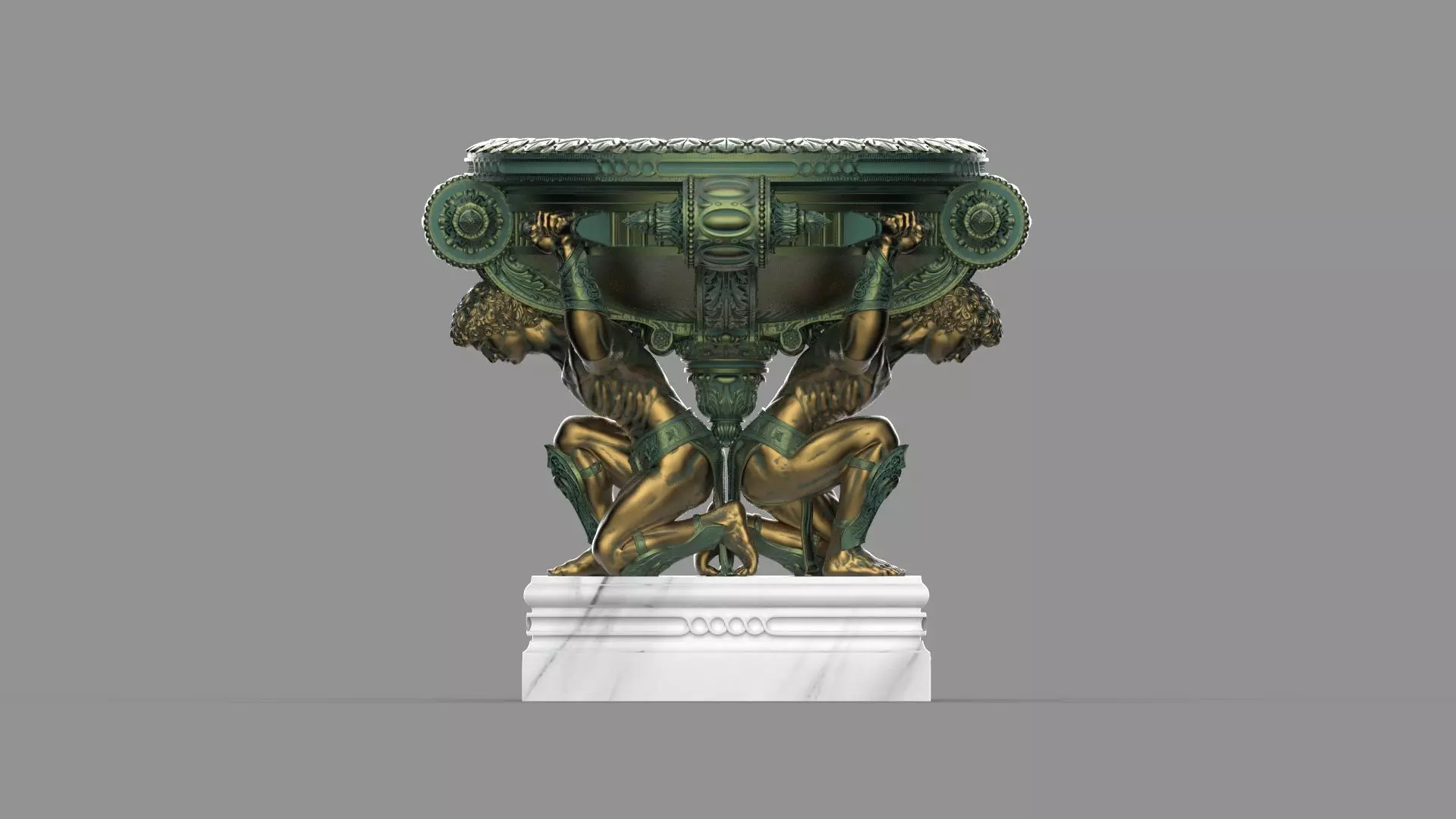 Classic vase for facade decoration Flowerpot 3D model_4