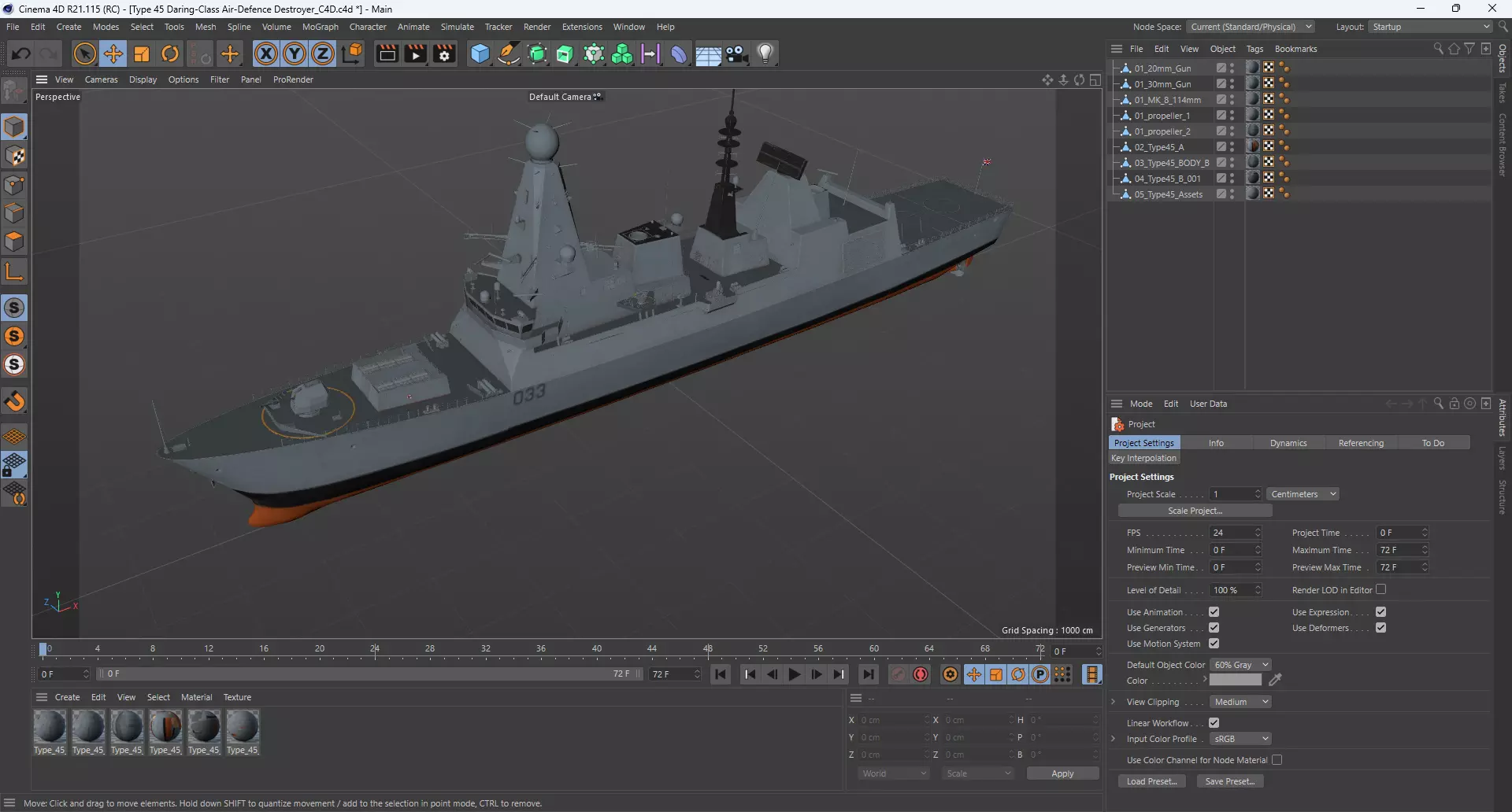 Type 45 Daring-Class Air-Defence Destroyer 3D model_12