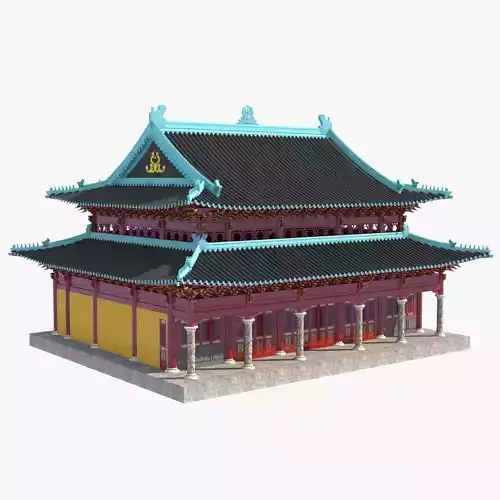 Chinese Buddhist Architecture Ultra-Detailed 3D Model